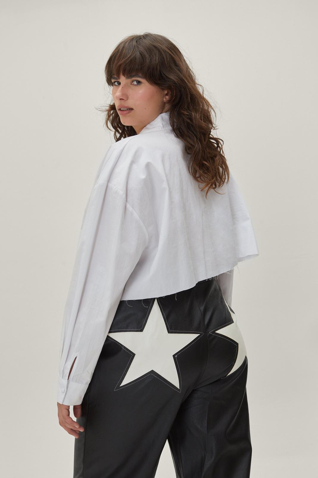 Grande Taille - Pantalon ample en simili à étoiles, Black image number 1