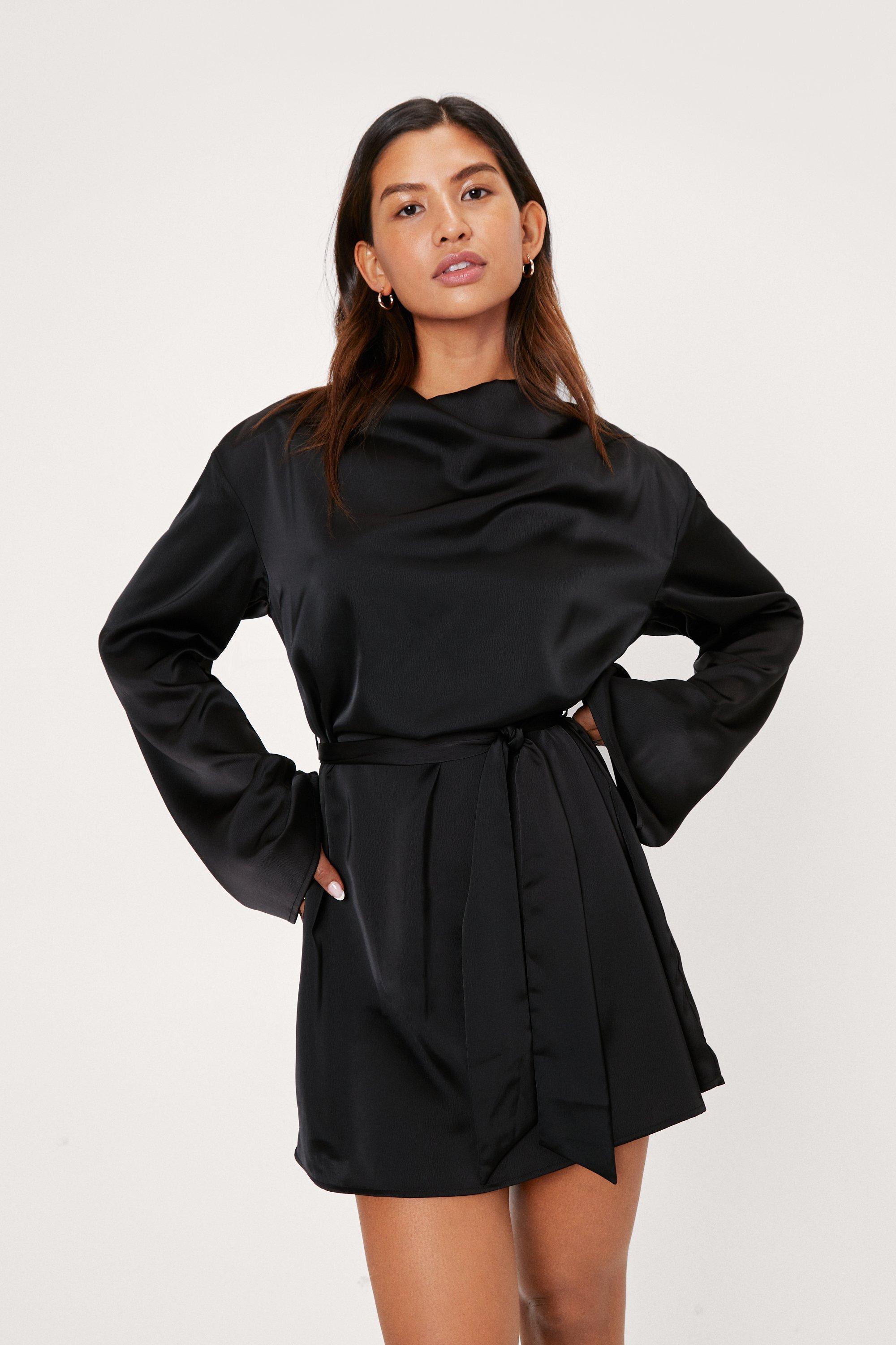 relaxed belted mini dress