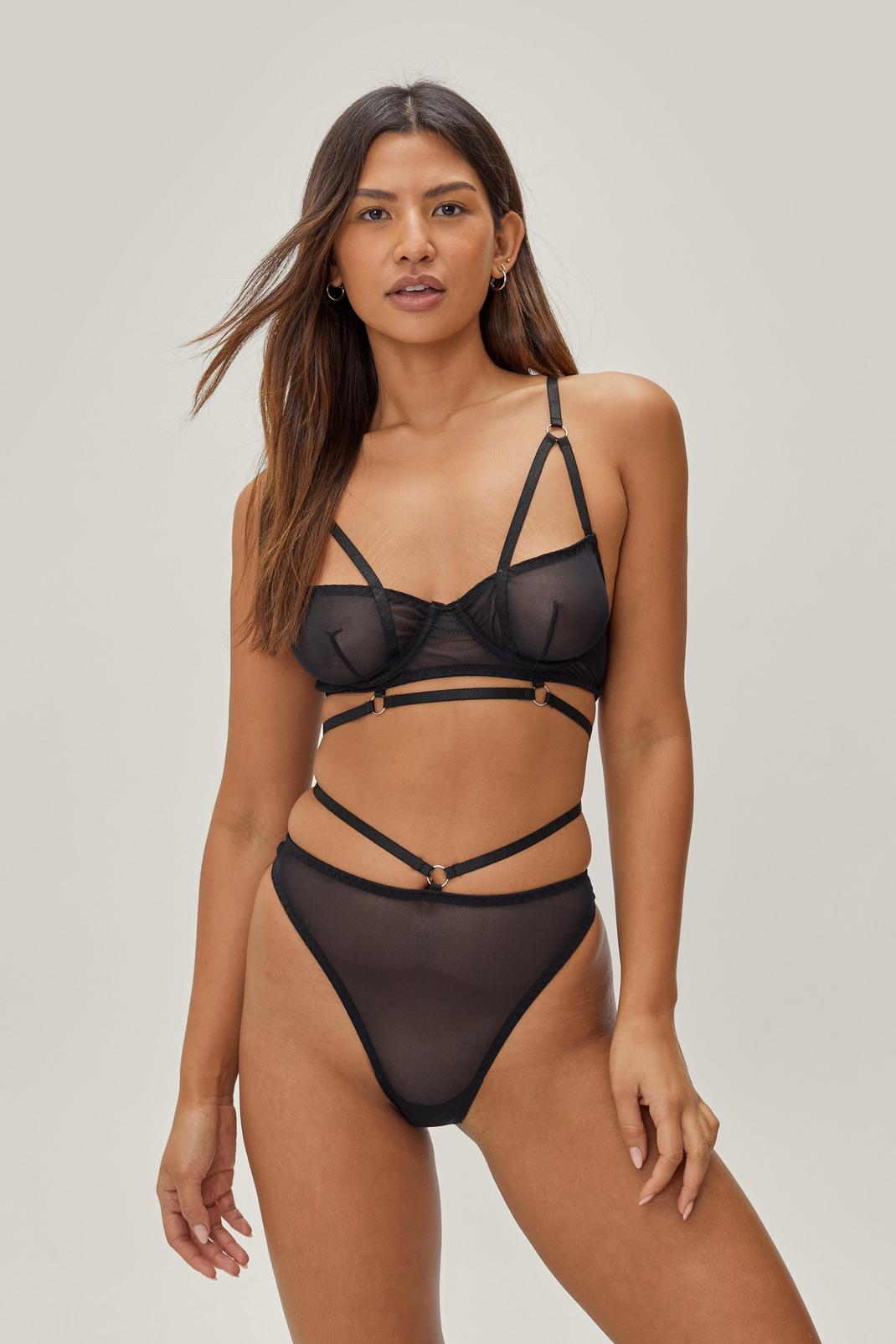 Nasty Gal Womens Strappy 3 Pc Bralette Thong and Harness Set - ShopStyle
