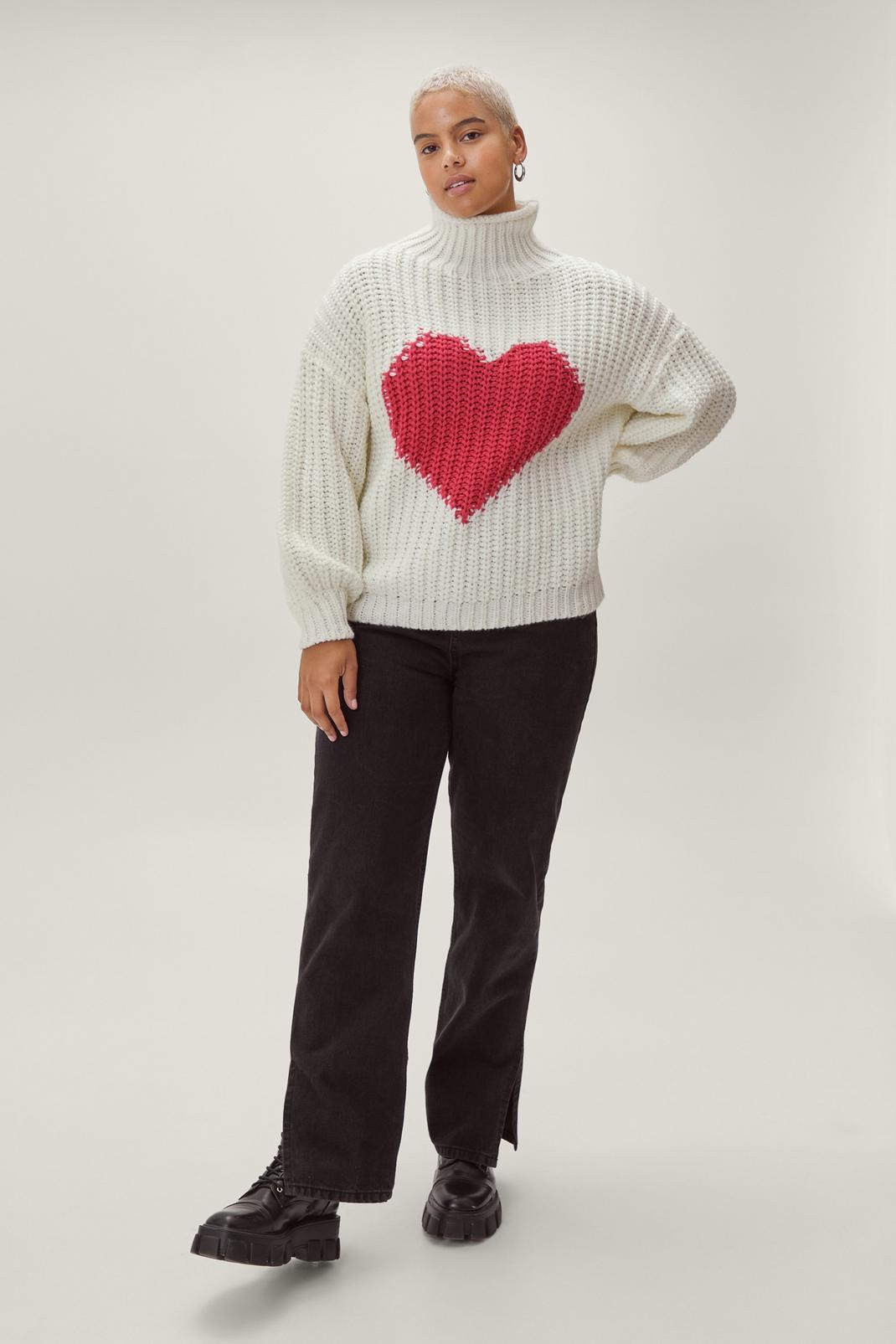 123 Plus Size Heart Knitted Turtleneck Jumper image number 2