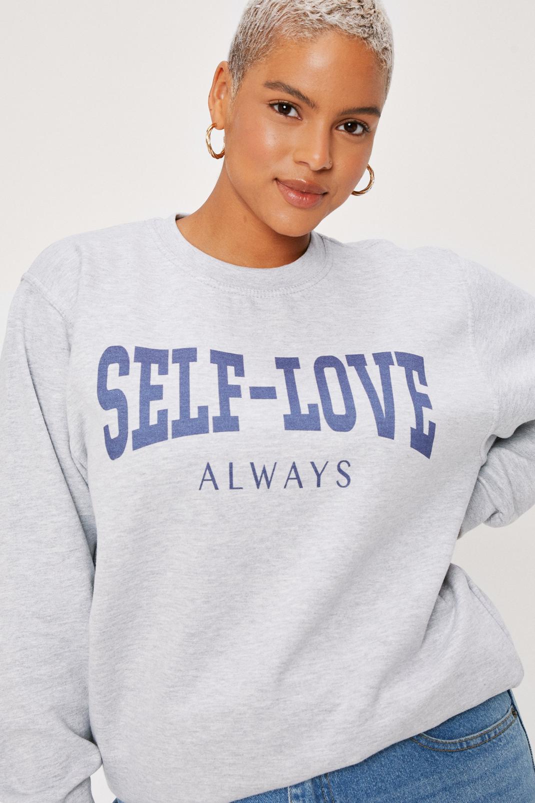 Grande Taille - Sweat oversize à impressions Self-Love Always, Grey image number 1