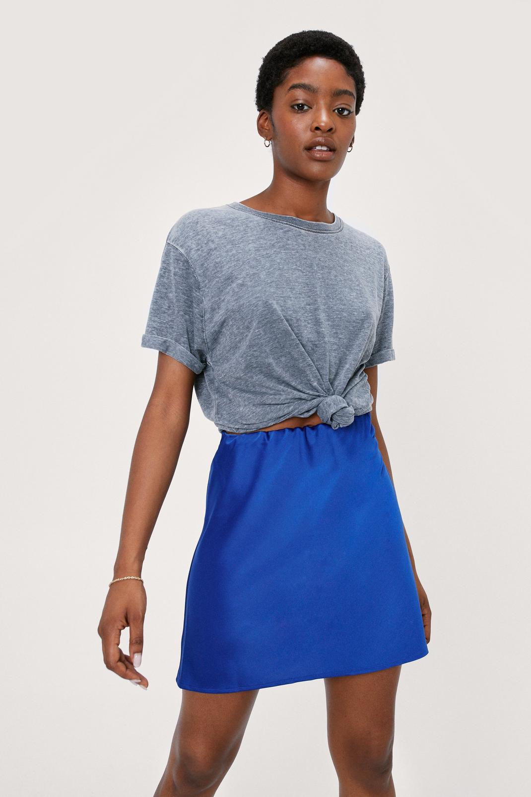Cobalt Satin Mini Skirt image number 1