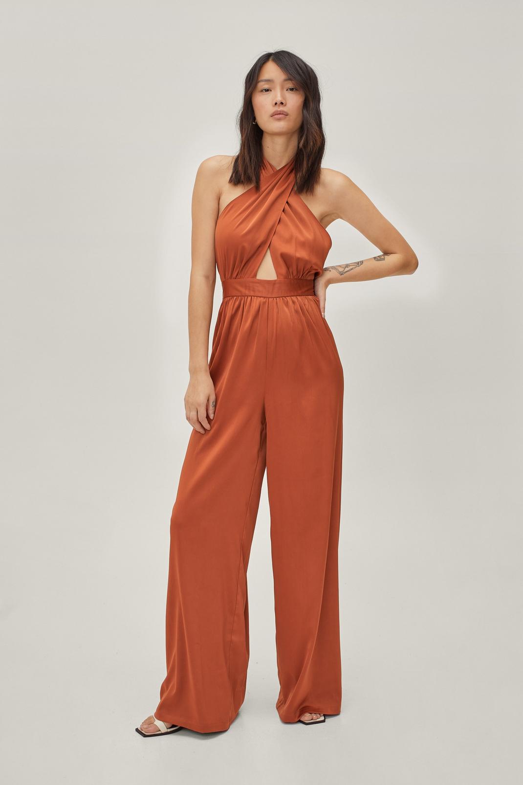 208 Recycled Satin Halter Jumpsuit image number 1
