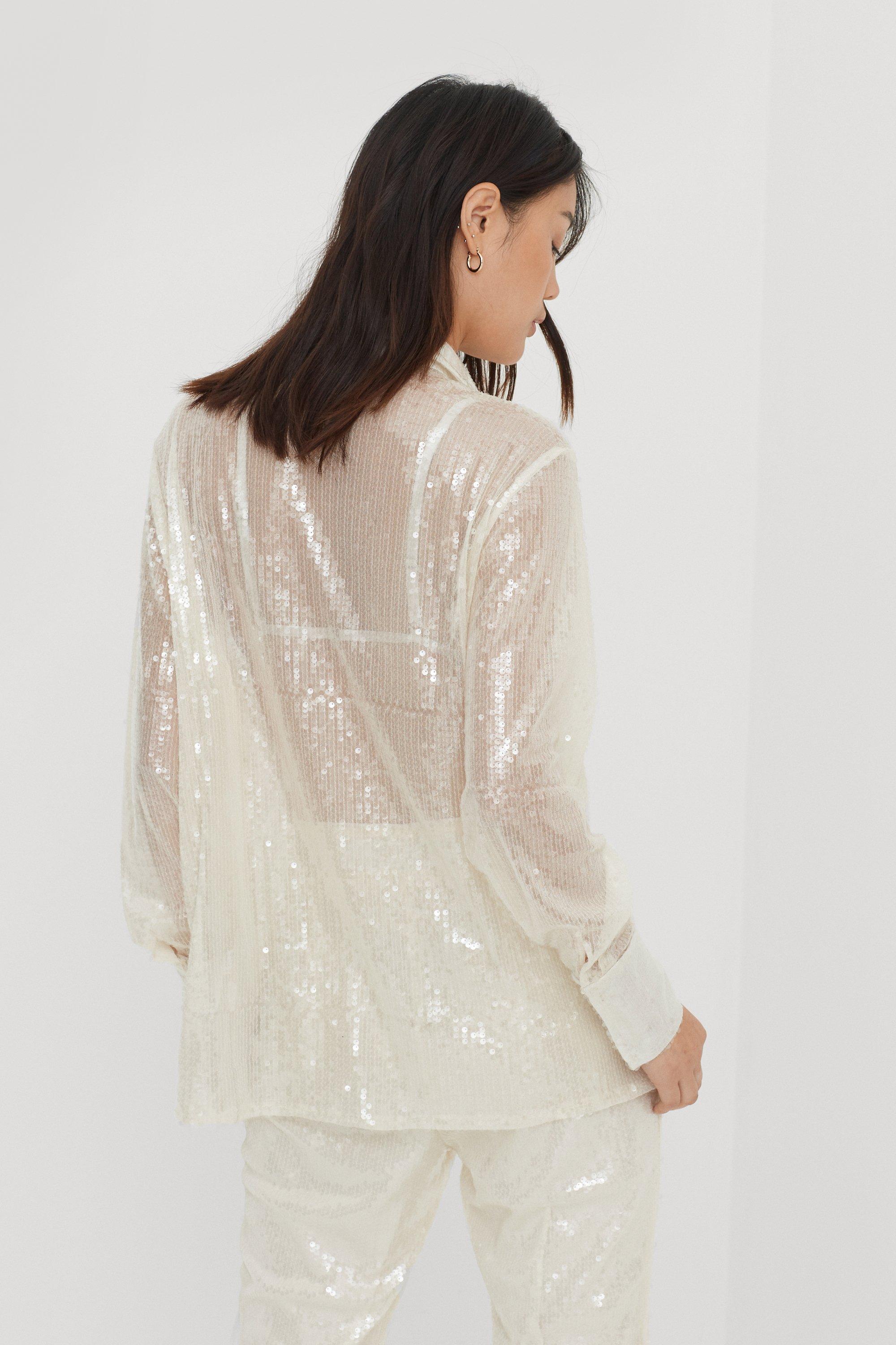 Oversized Sheer Sequin Shirt