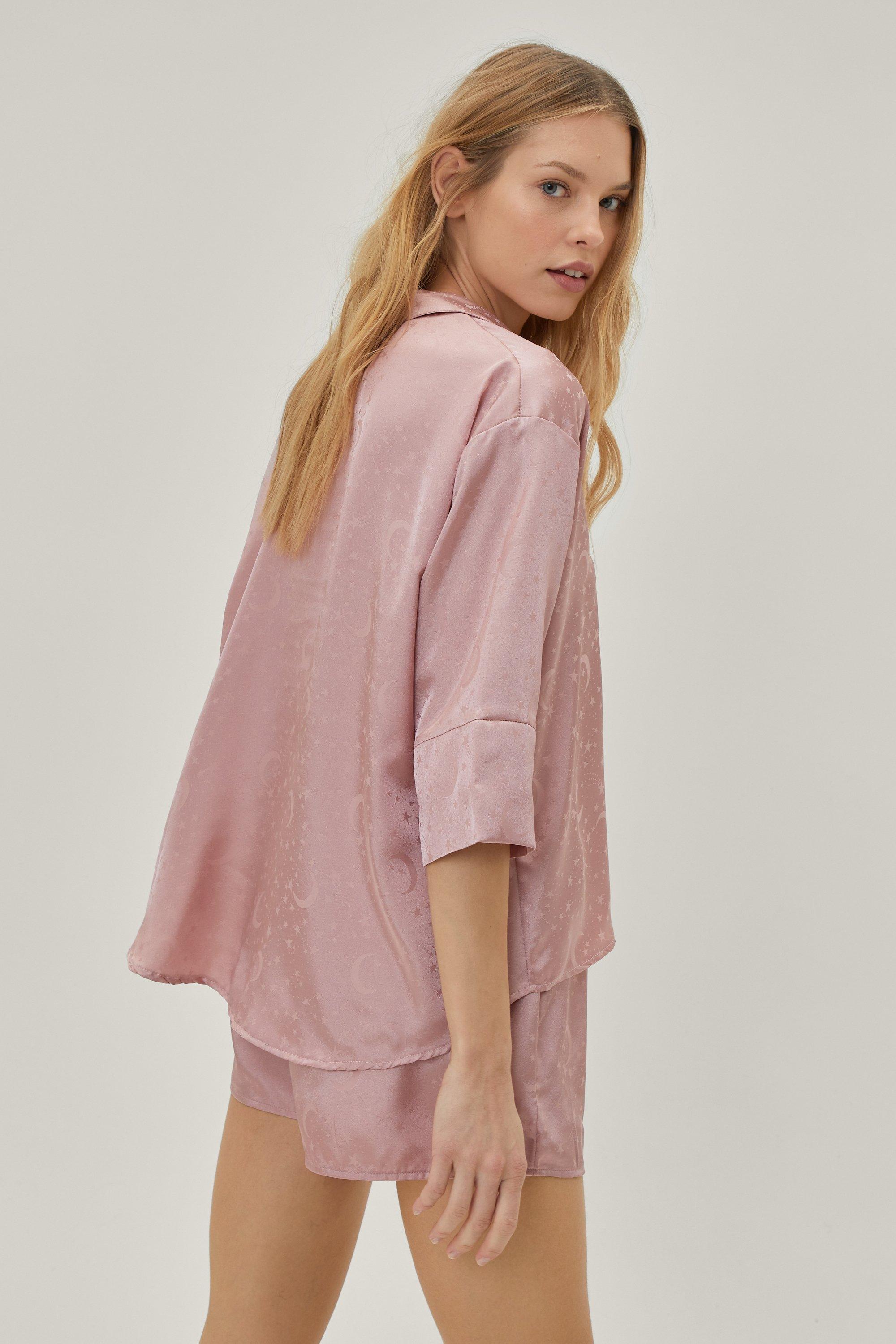 Jacquard Star Oversized Pajama Shirt and Short Set