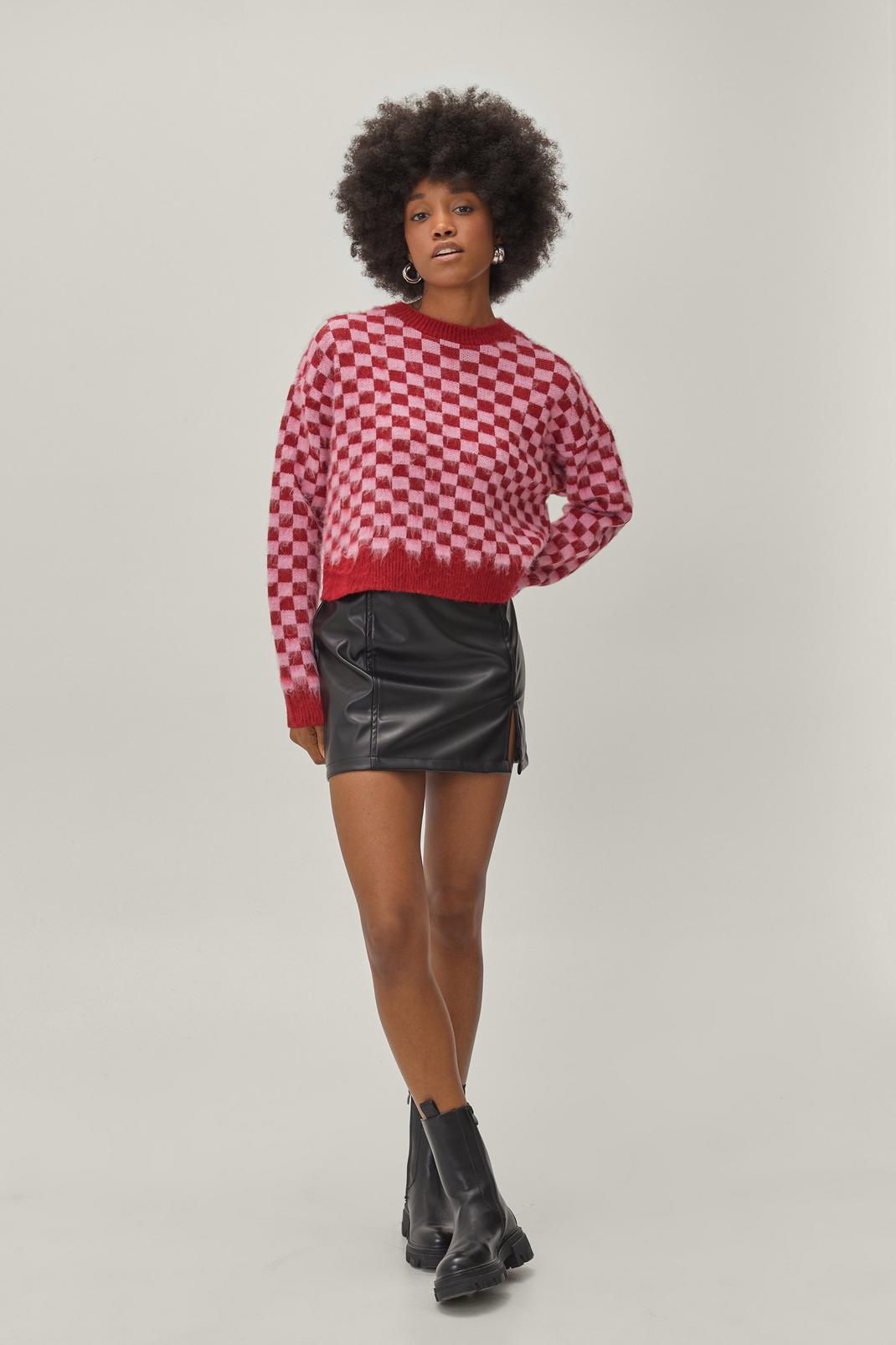 155 Petite Brushed Checkerboard Cropped Jumper image number 2