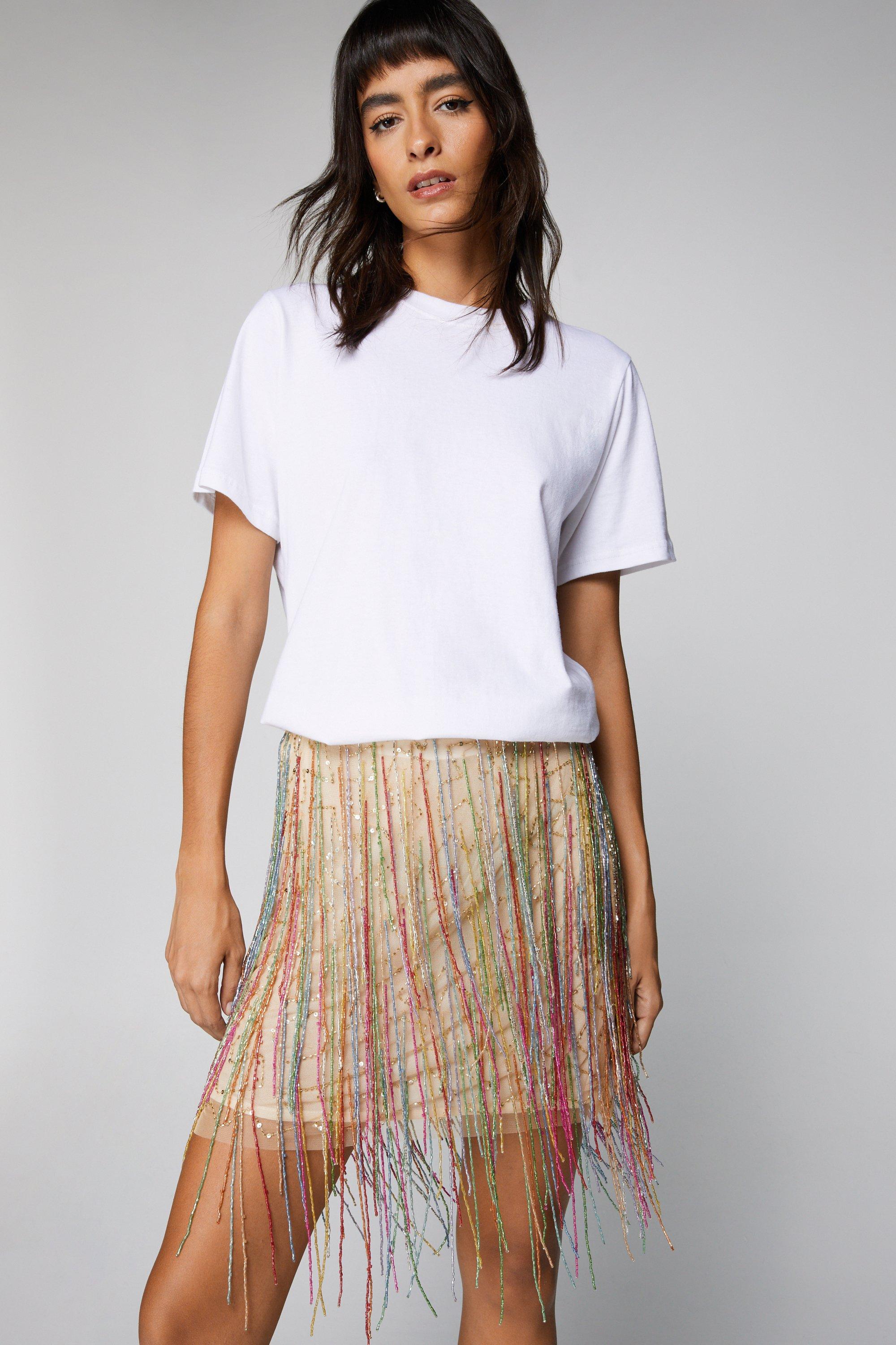 Metallic hotsell fringe skirt