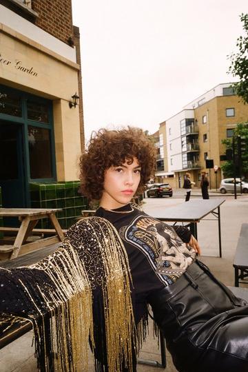 Icon Tassel Beaded Metallic Jacket gold
