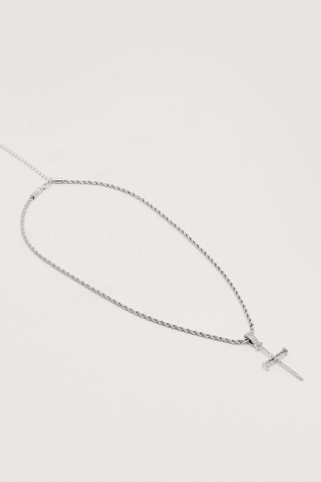 163 Diamante Cross Dainty Necklace image number 1