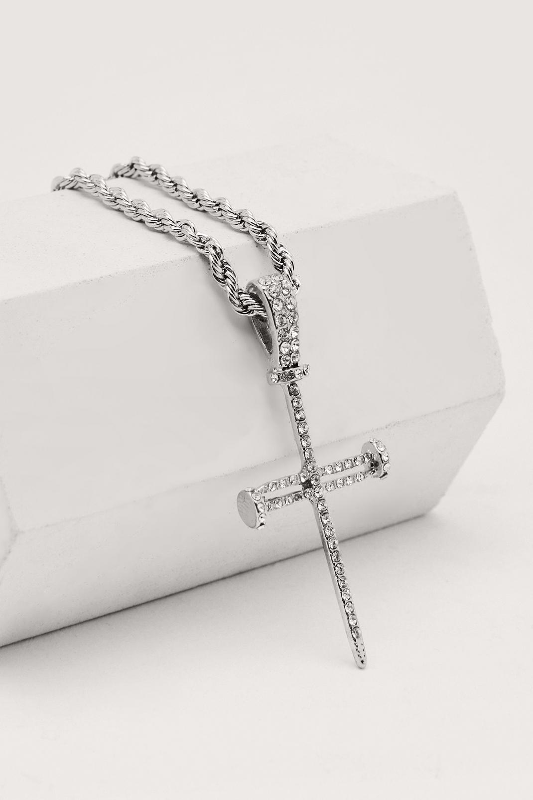 163 Diamante Cross Dainty Necklace image number 2
