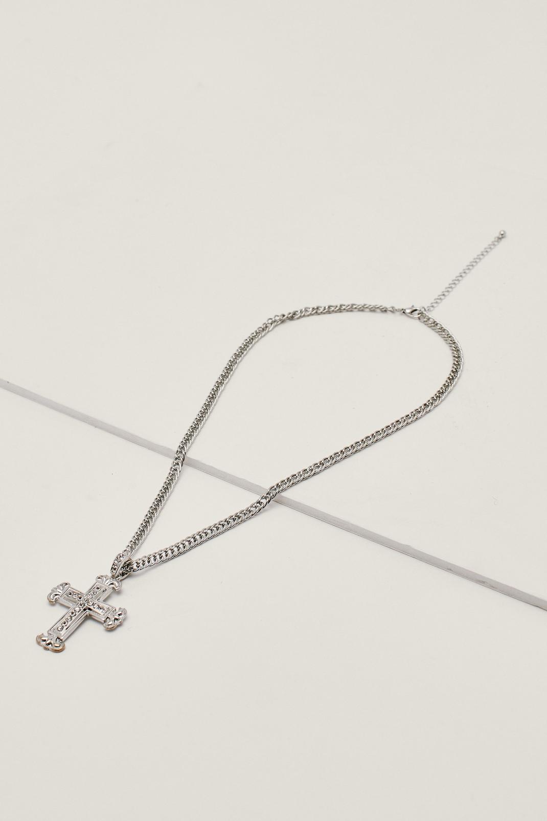 163 Diamante Cross Chain Pendant Necklace image number 1