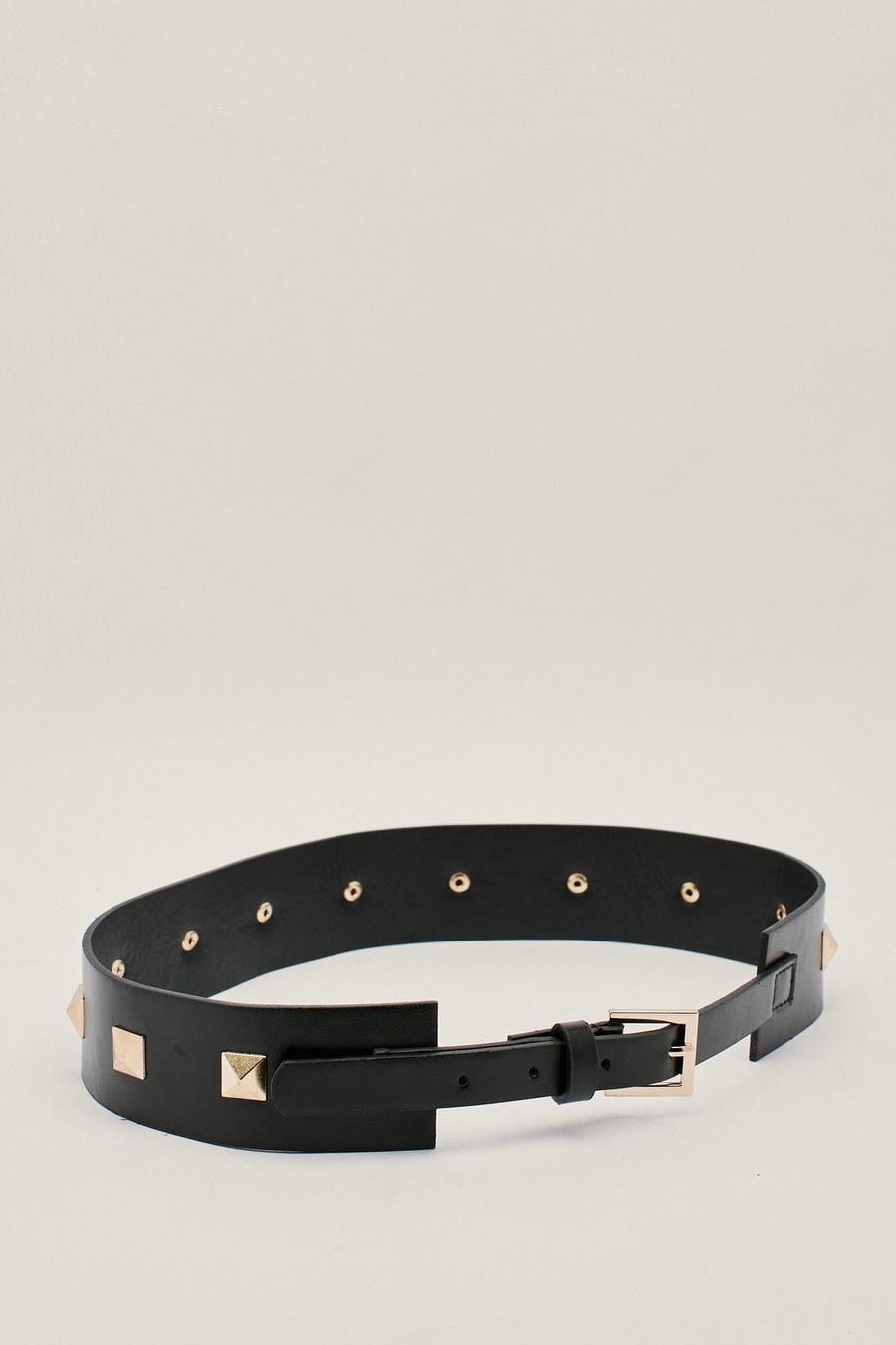 Faux Leather Chunky Studded Waist Belt