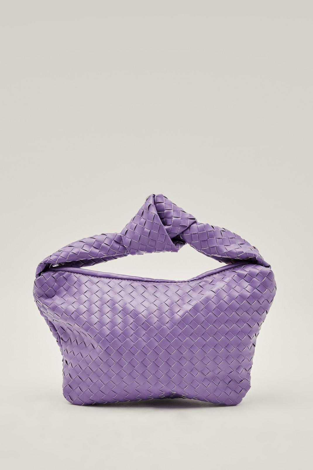 Lilac Faux Leather Woven Shoulder Bag image number 1