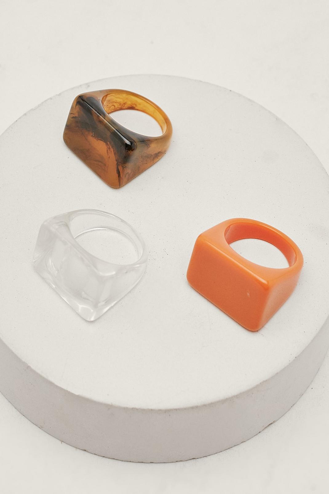 Acrylic Square Ring 3 Pack, Orange image number 1
