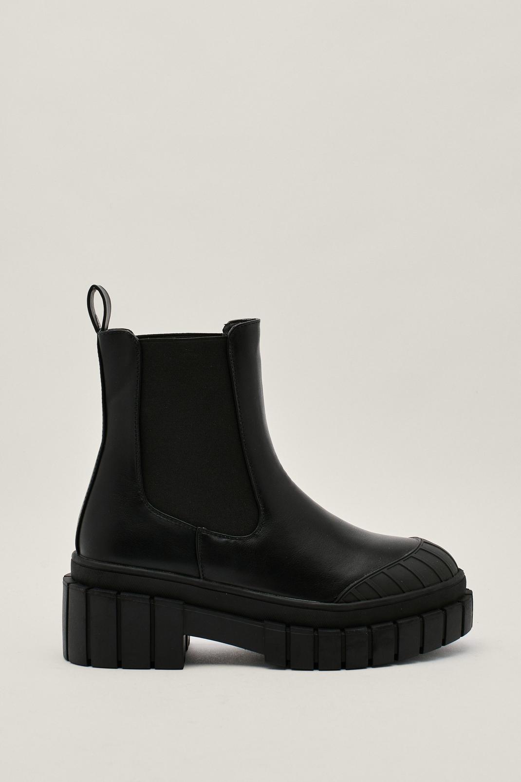105 Faux Leather Chunky Sole Chelsea Boots image number 2
