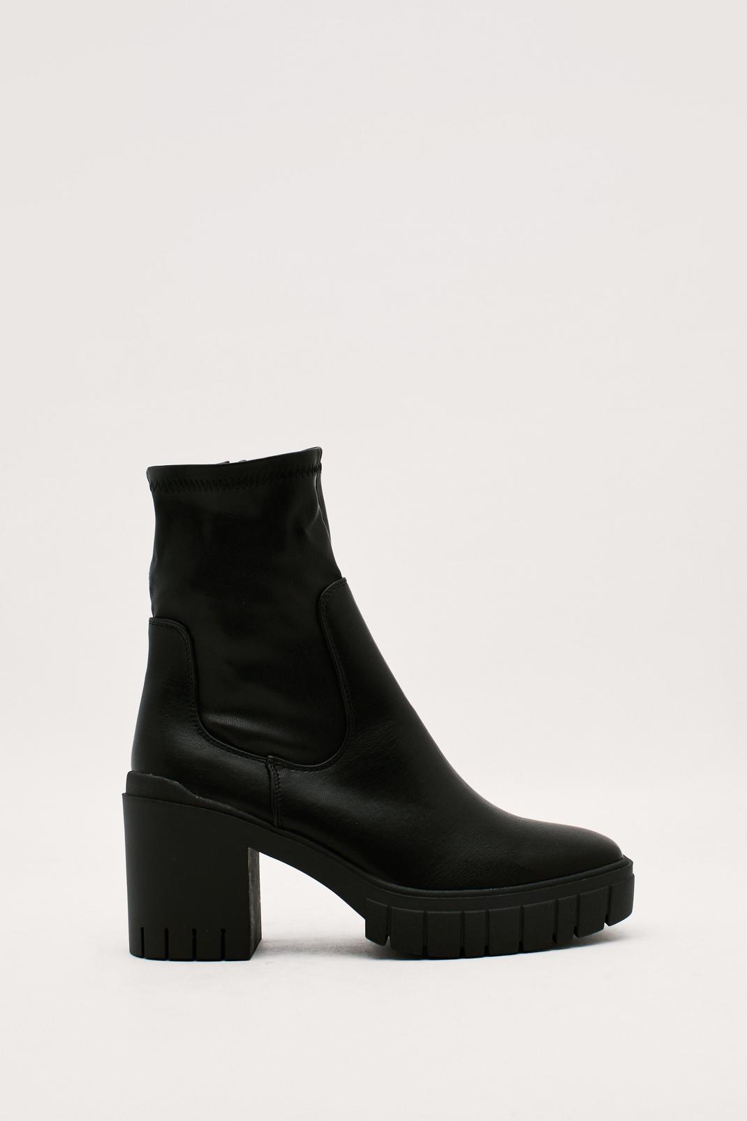 Black Stretch Faux Leather Heeled Chelsea Boot image number 1