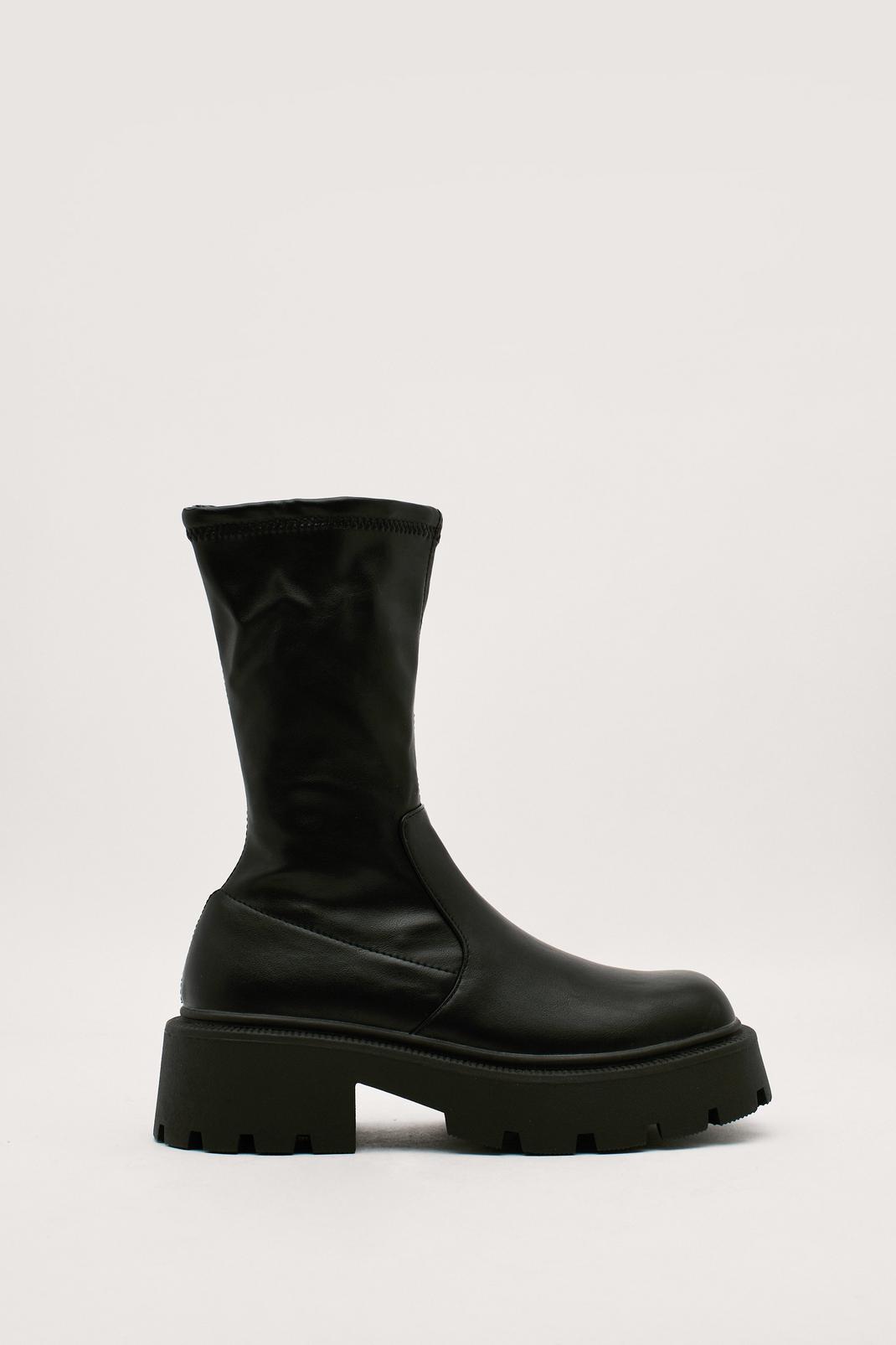 105 Stretch Faux Leather Chunky Sole Ankle Boot image number 2