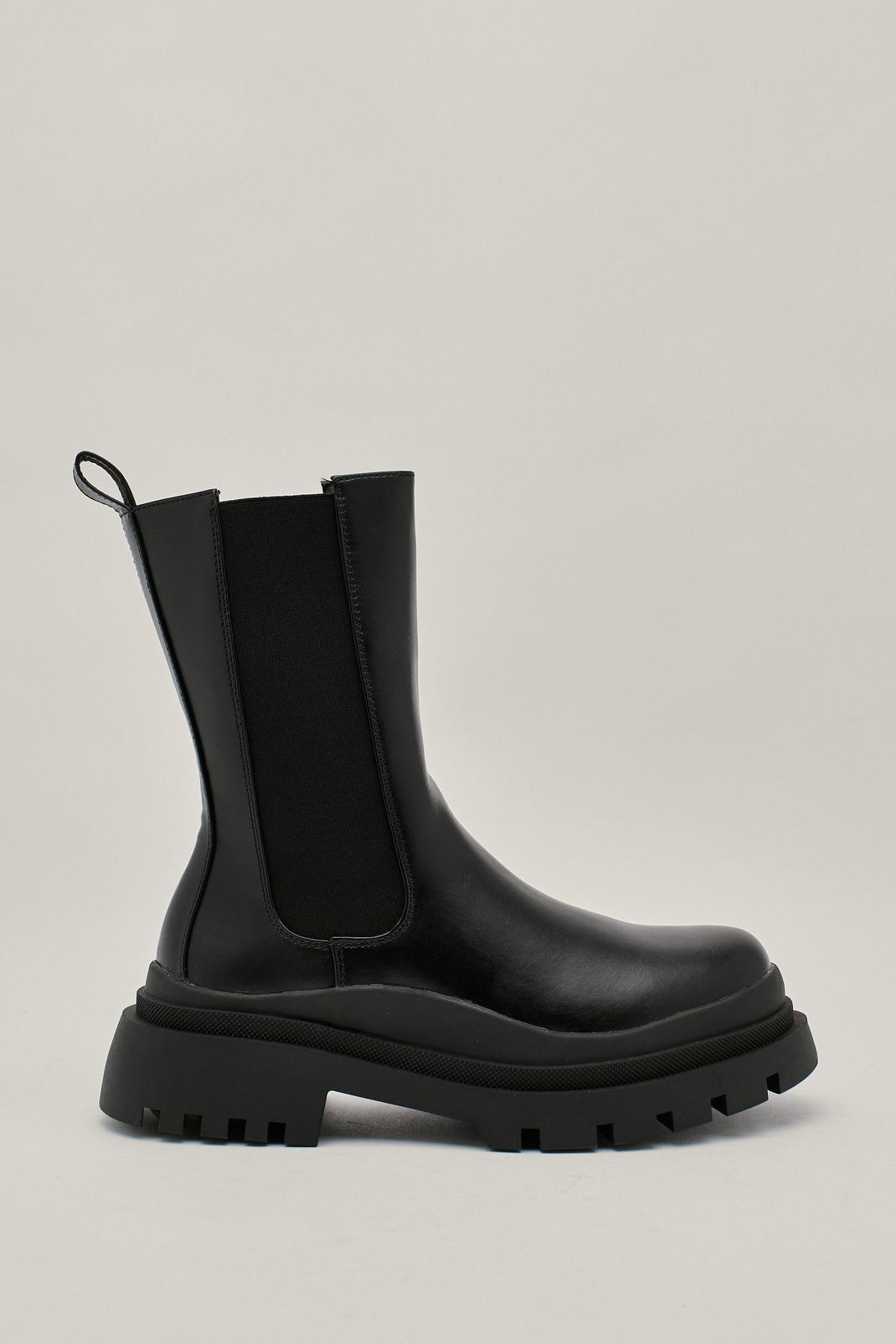 105 Faux Leather Chunky Sole Chelsea Boots image number 1