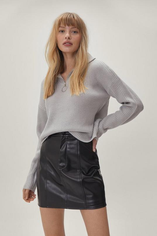 Faux Leather Seam Detail Mini Skirt | Nasty Gal