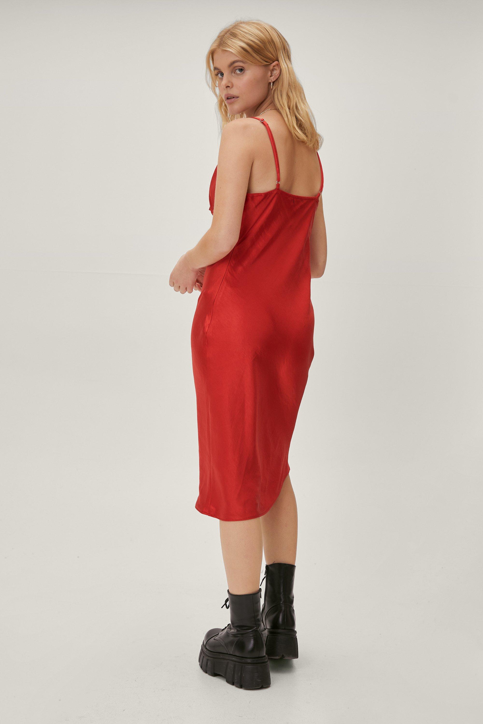 Petite Satin Midi Slip Dress