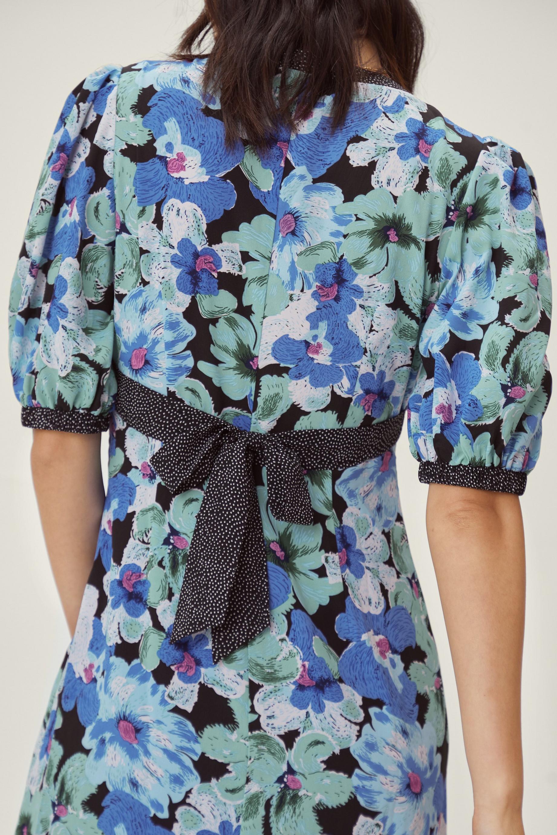 Floral Spotty Print Mix Midi Tea Dress