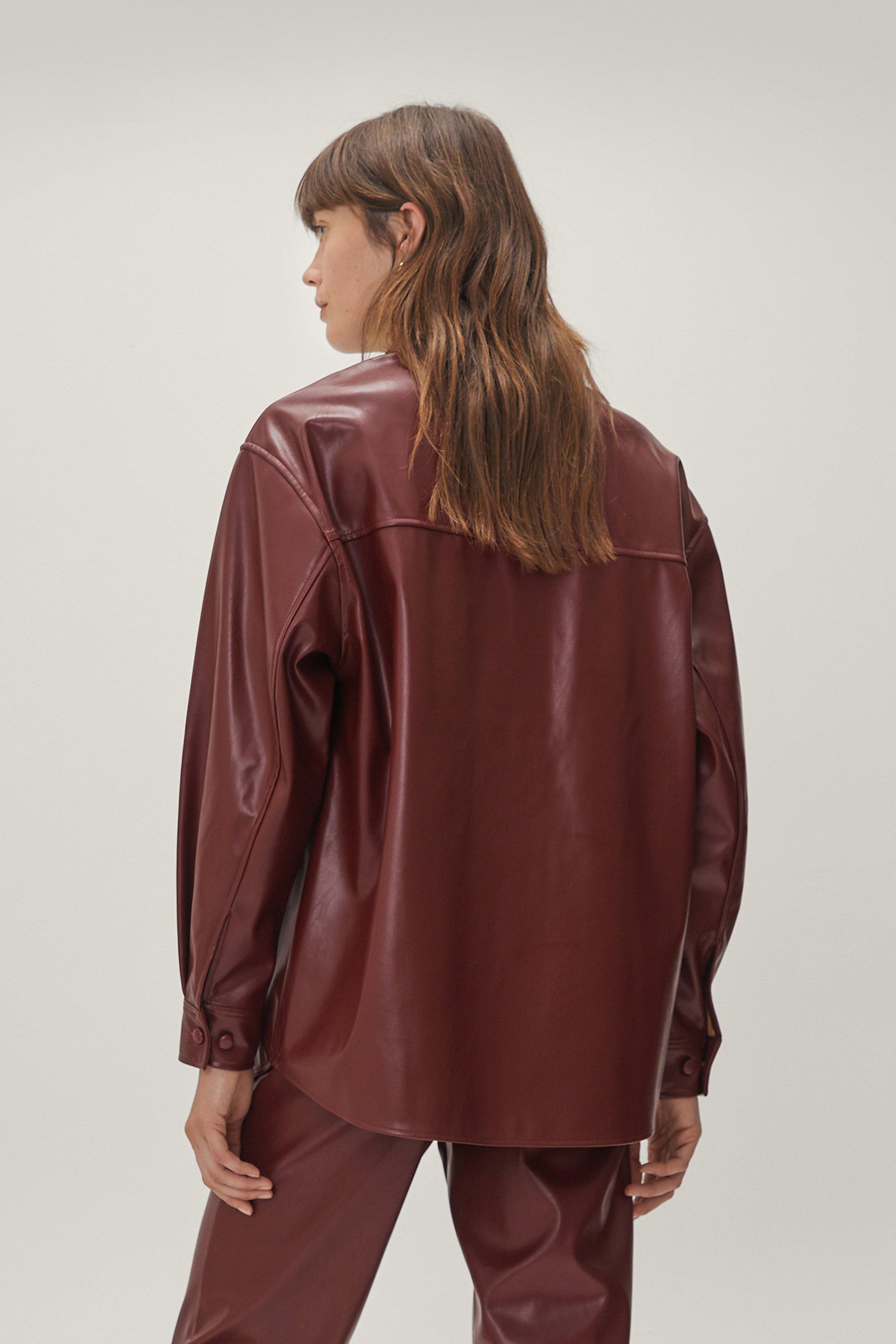 Faux Leather Oversized Long Sleeve Shirt | Nasty Gal