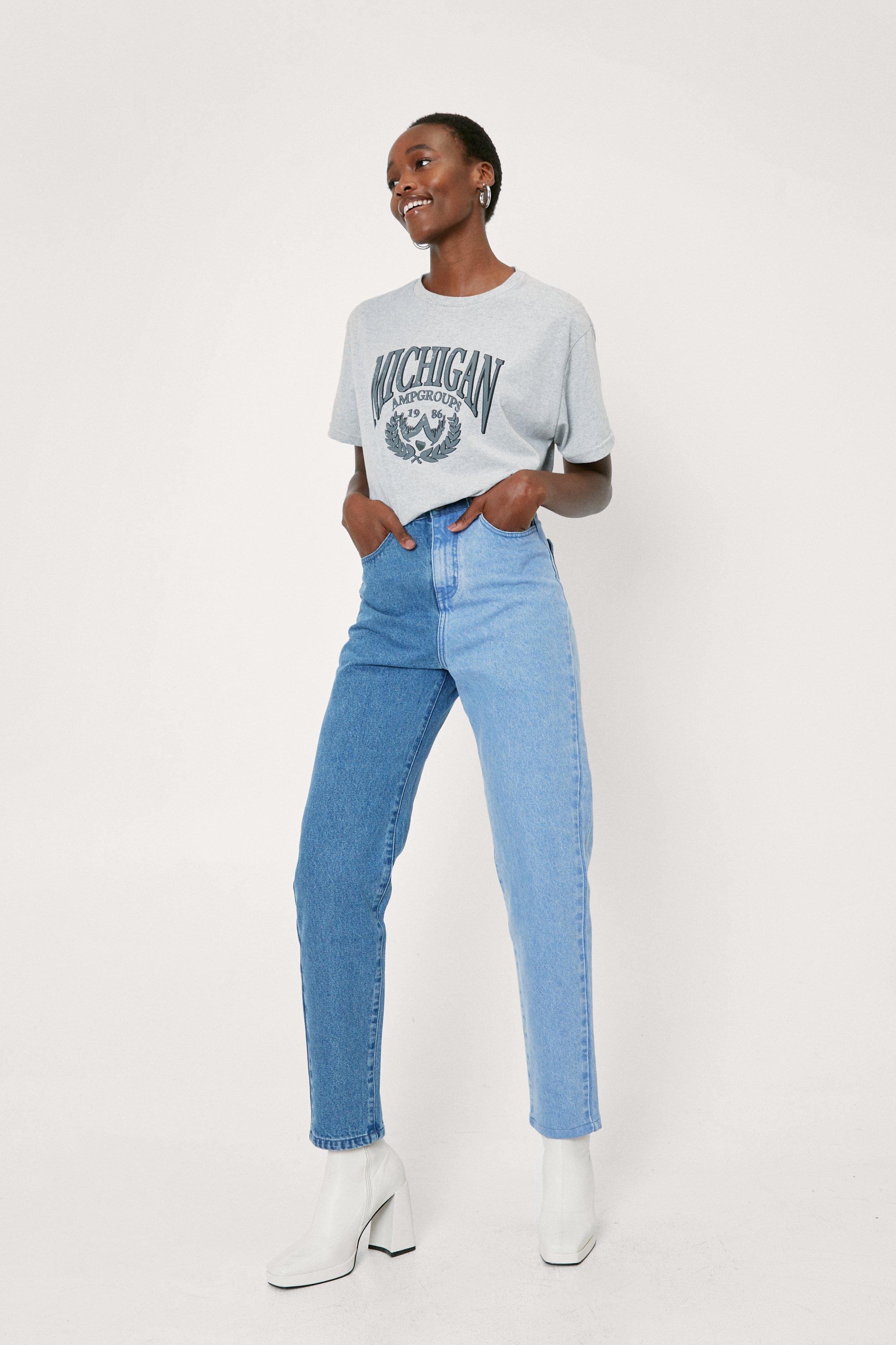 two tone denim pants