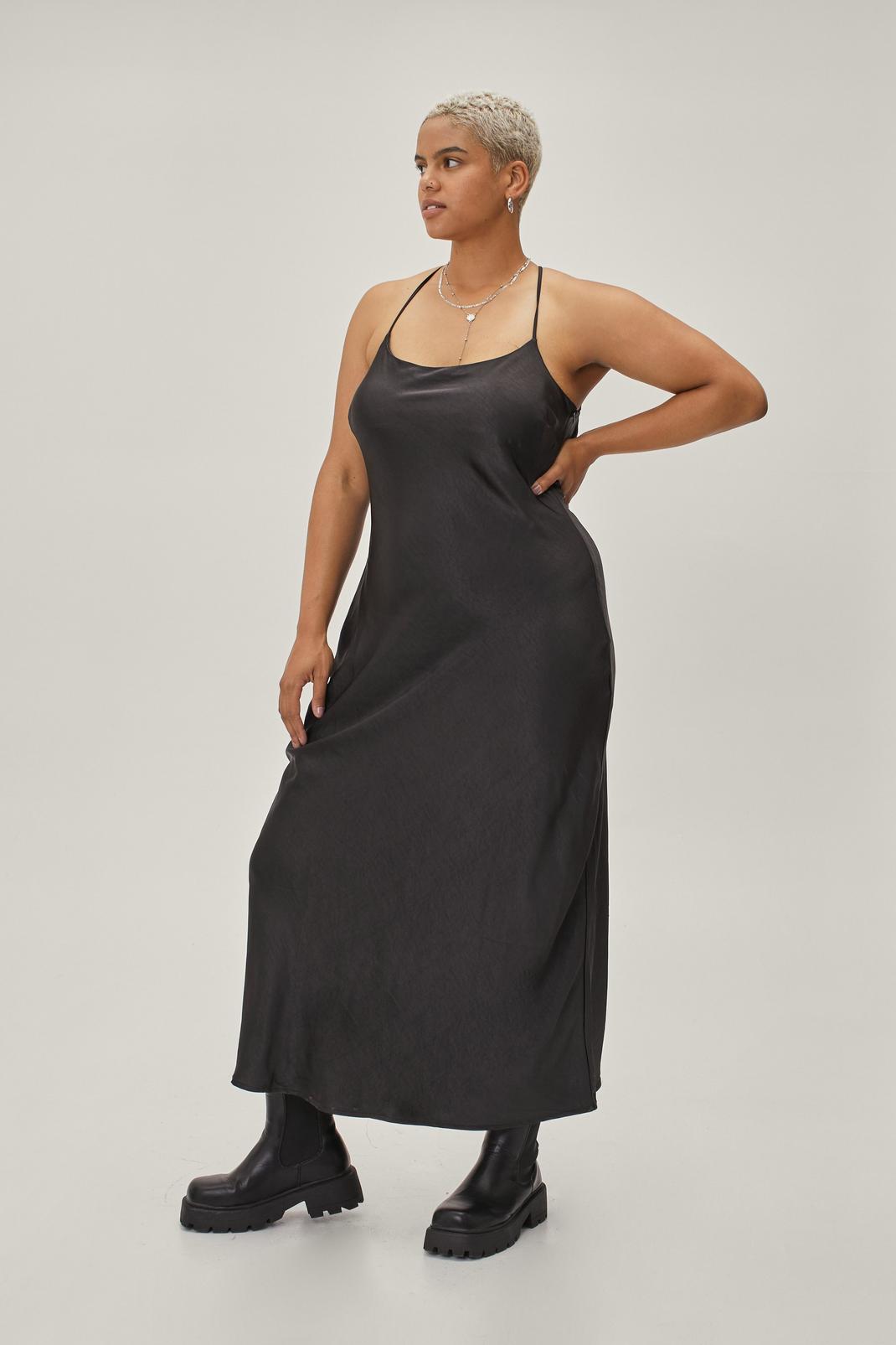105 Plus Size Recycled Cowl Back Satin Midi Dress image number 2