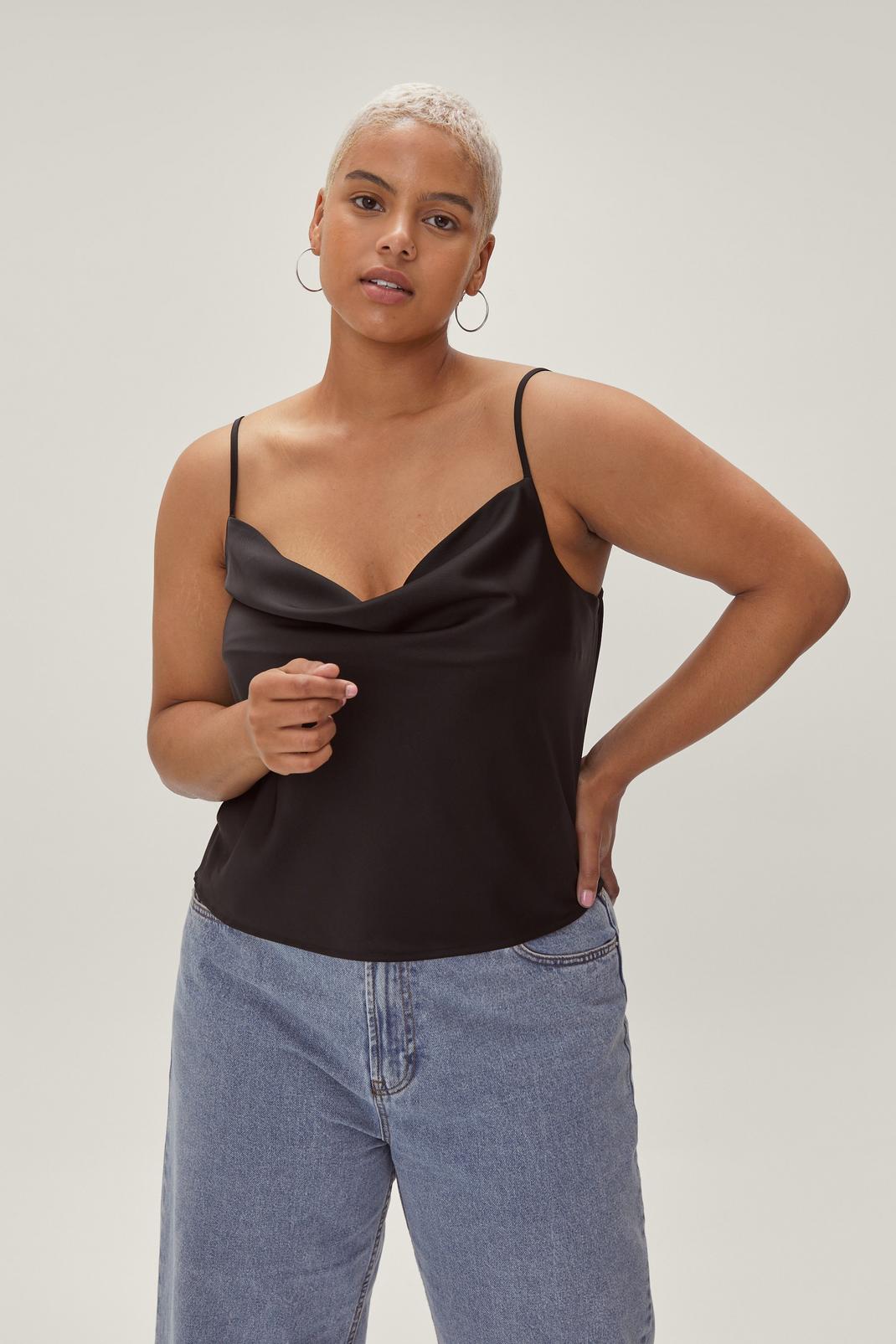105 Plus Size Recycled Satin Cowl Cami Top image number 1