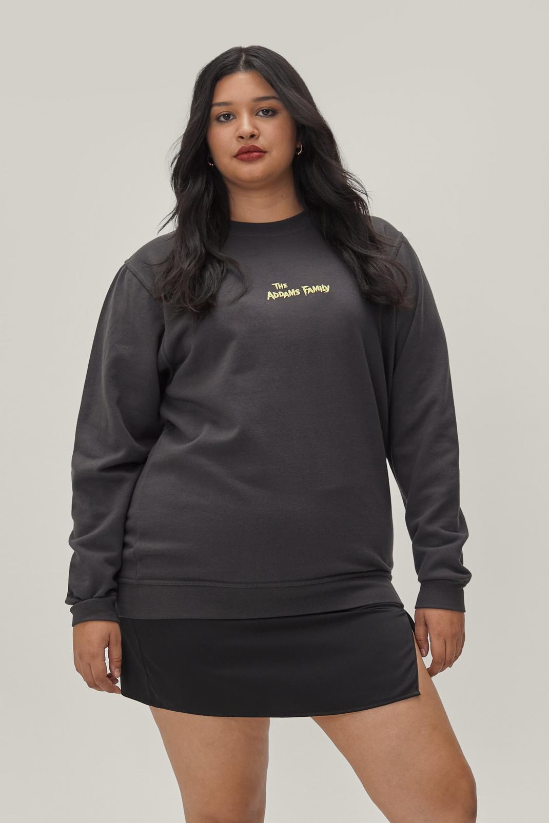 Plus Size Addams Family Graphic Sweat, Black image number 1