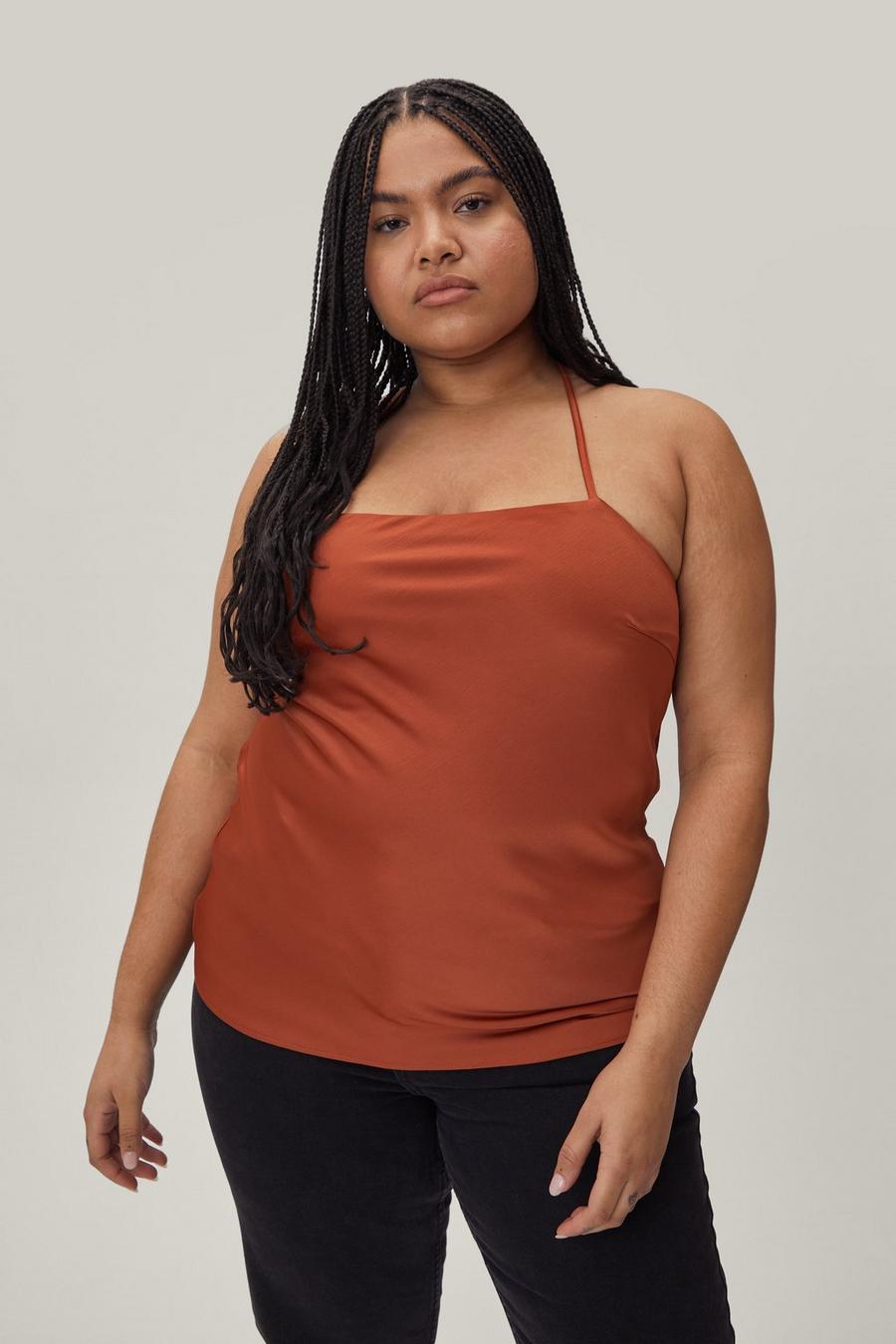 Plus Size Recycled Satin Cowl Back Cami