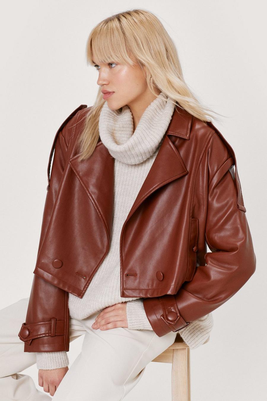 Crop Faux Leather Jacket