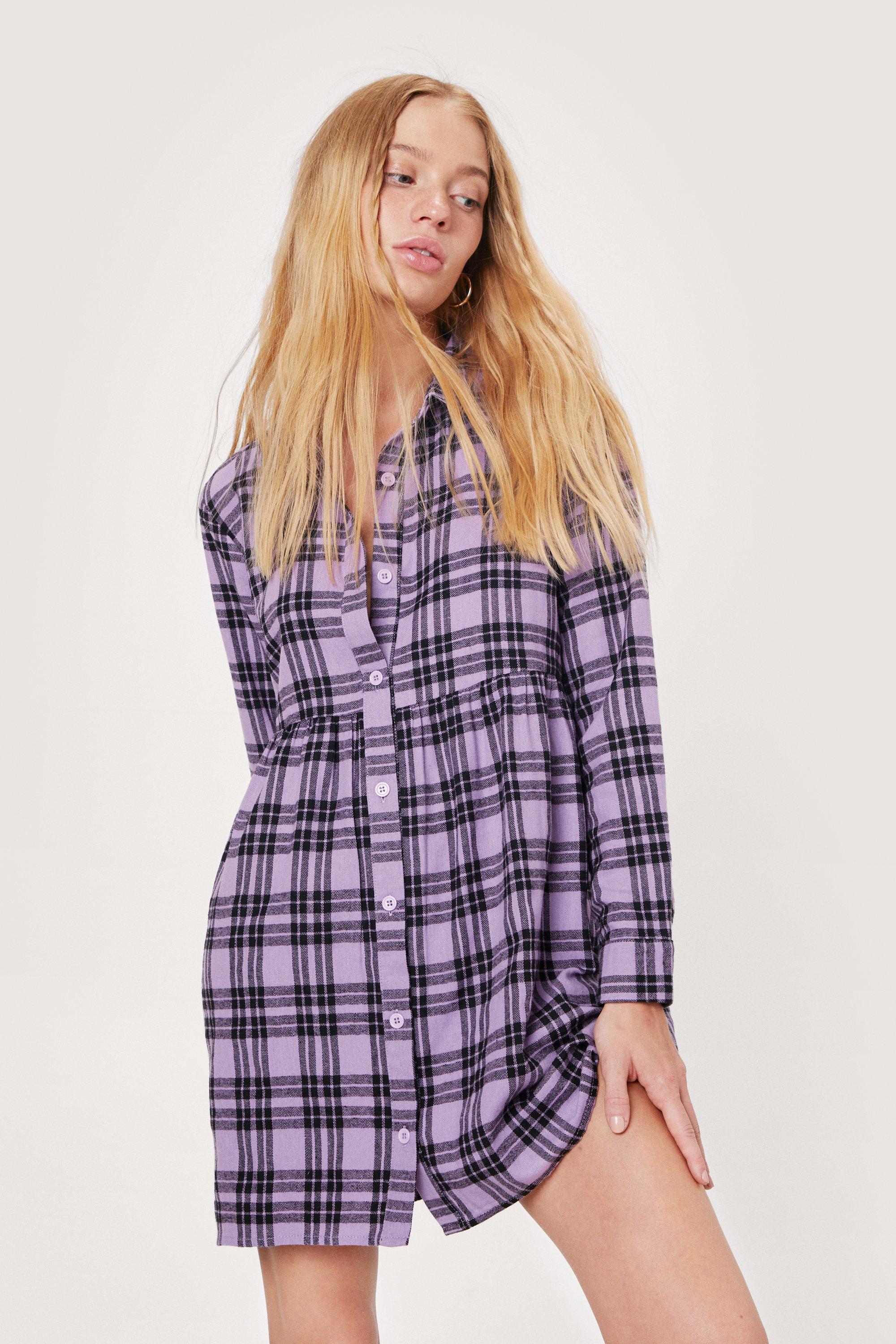 petite plaid shirt dress