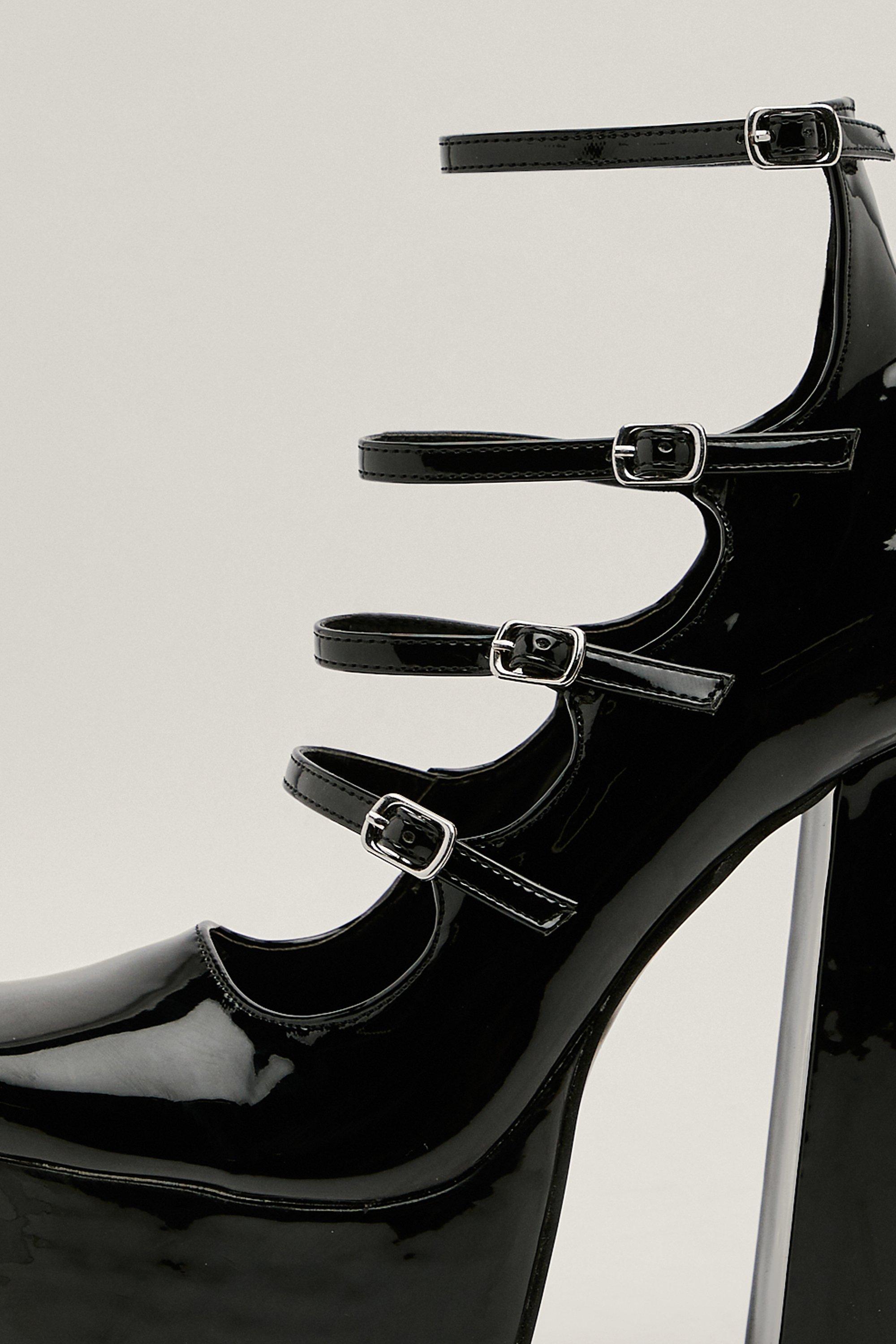 Patent Strappy Platform Mary Jane Heels