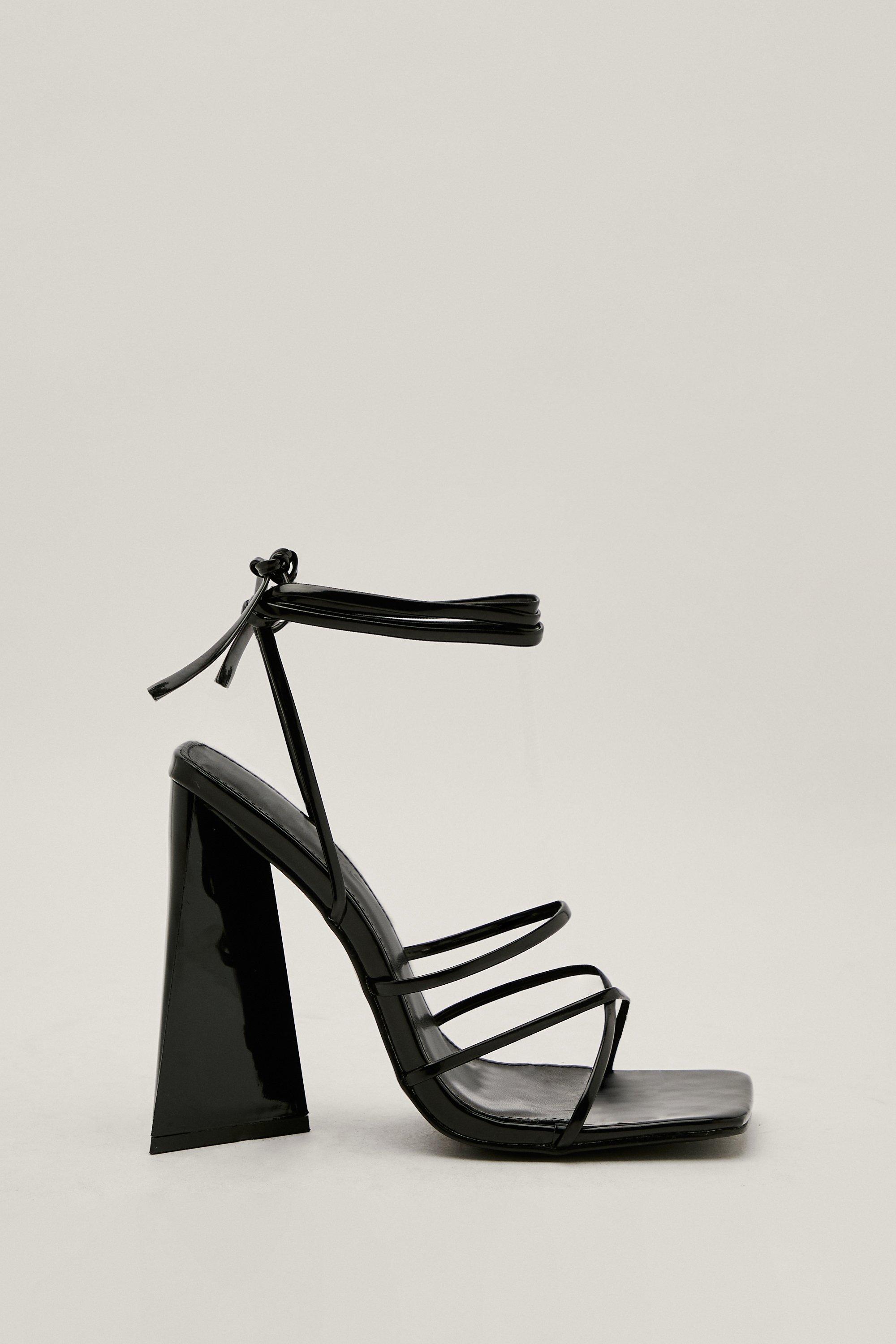 Jules Black Asymmetrical Block Heels - Dainty Hooligan