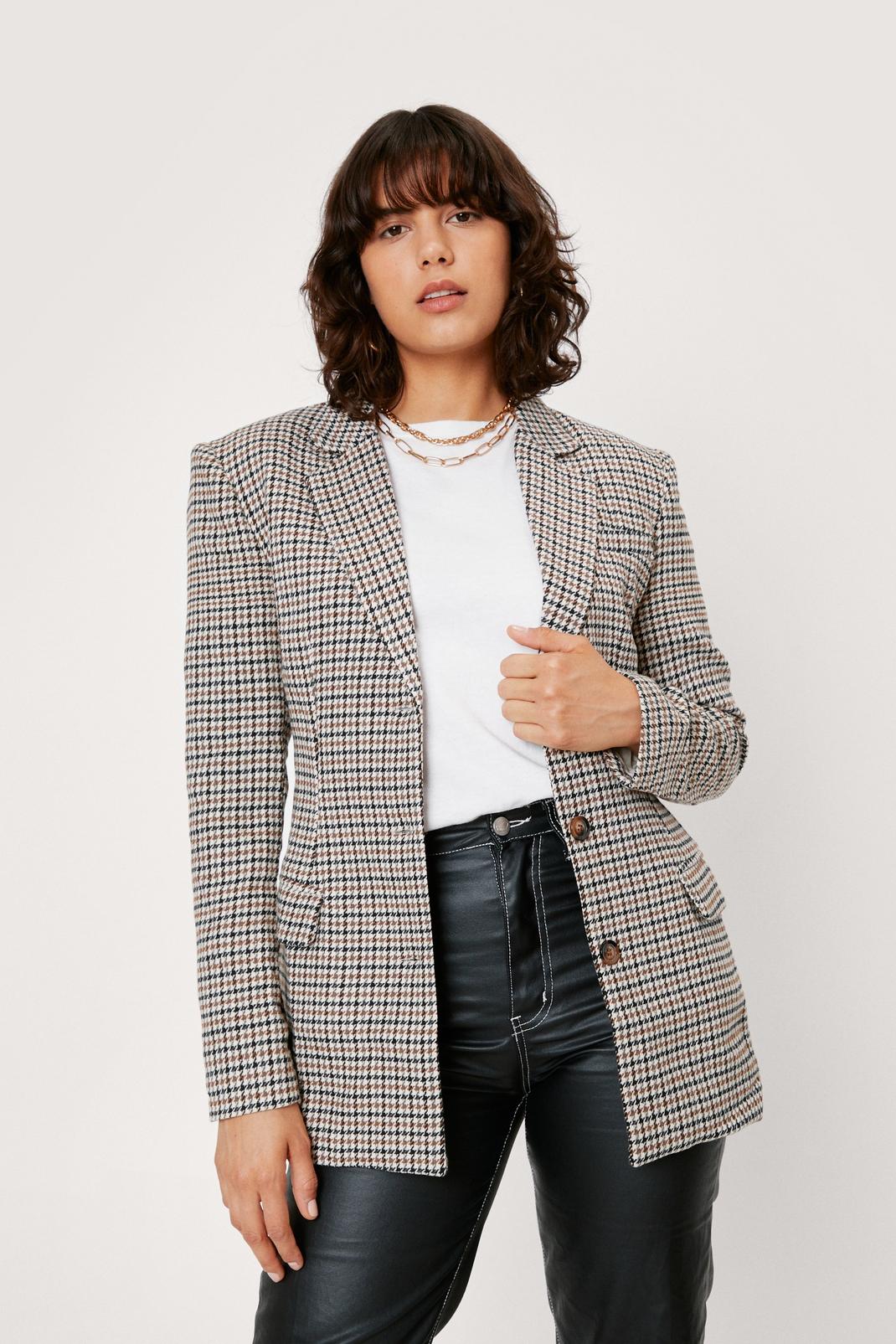 166 Fitted Waist Check Blazer image number 1