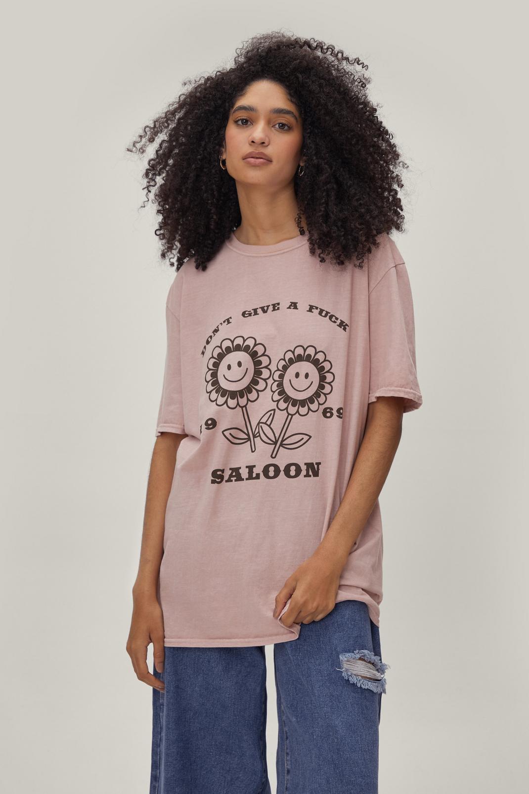 T-shirt à imprimé Don't Give A Fuck Saloon, Sand image number 1