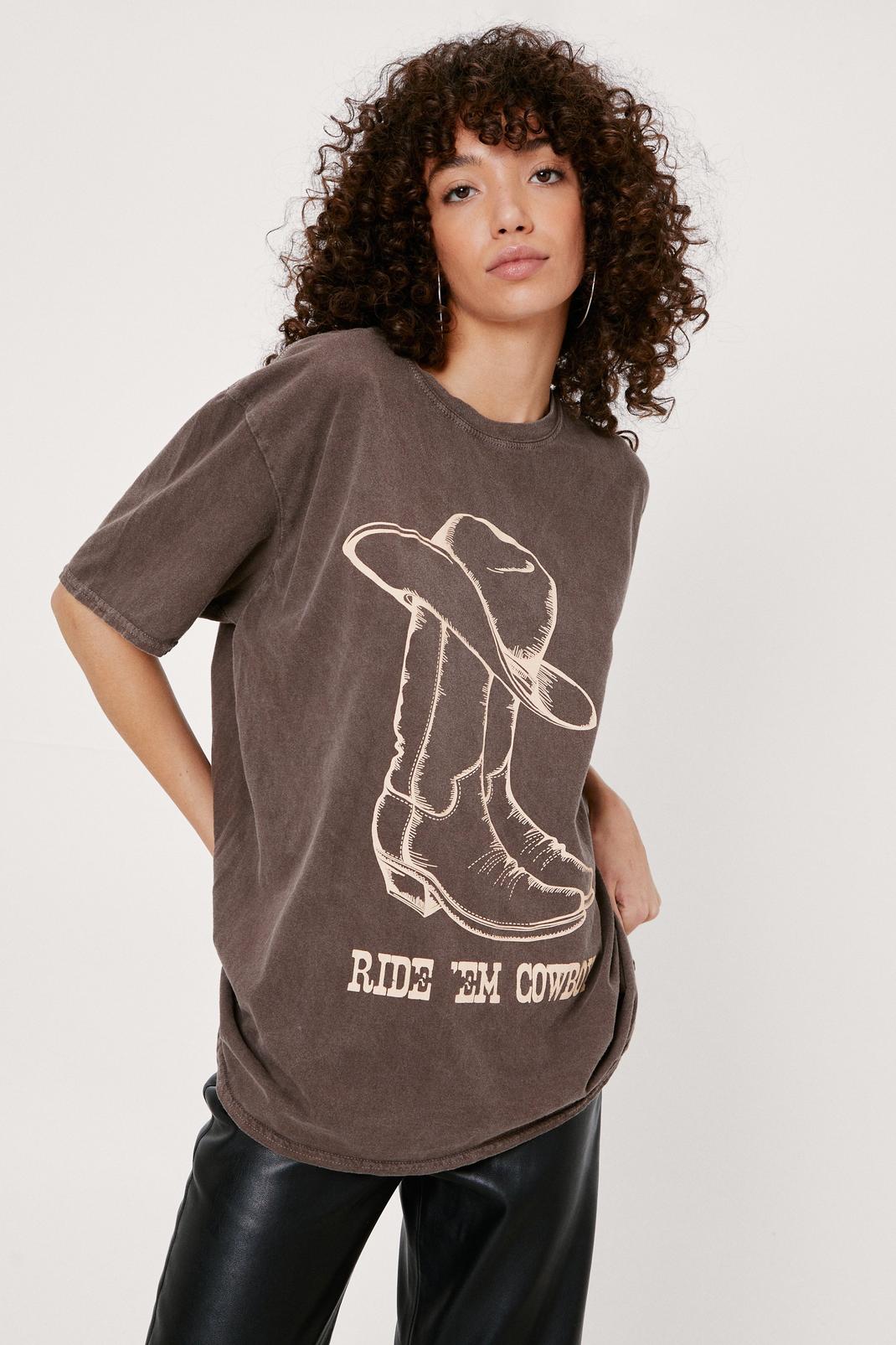 Mocha Ride Em Cowboy Graphic T-shirt image number 1