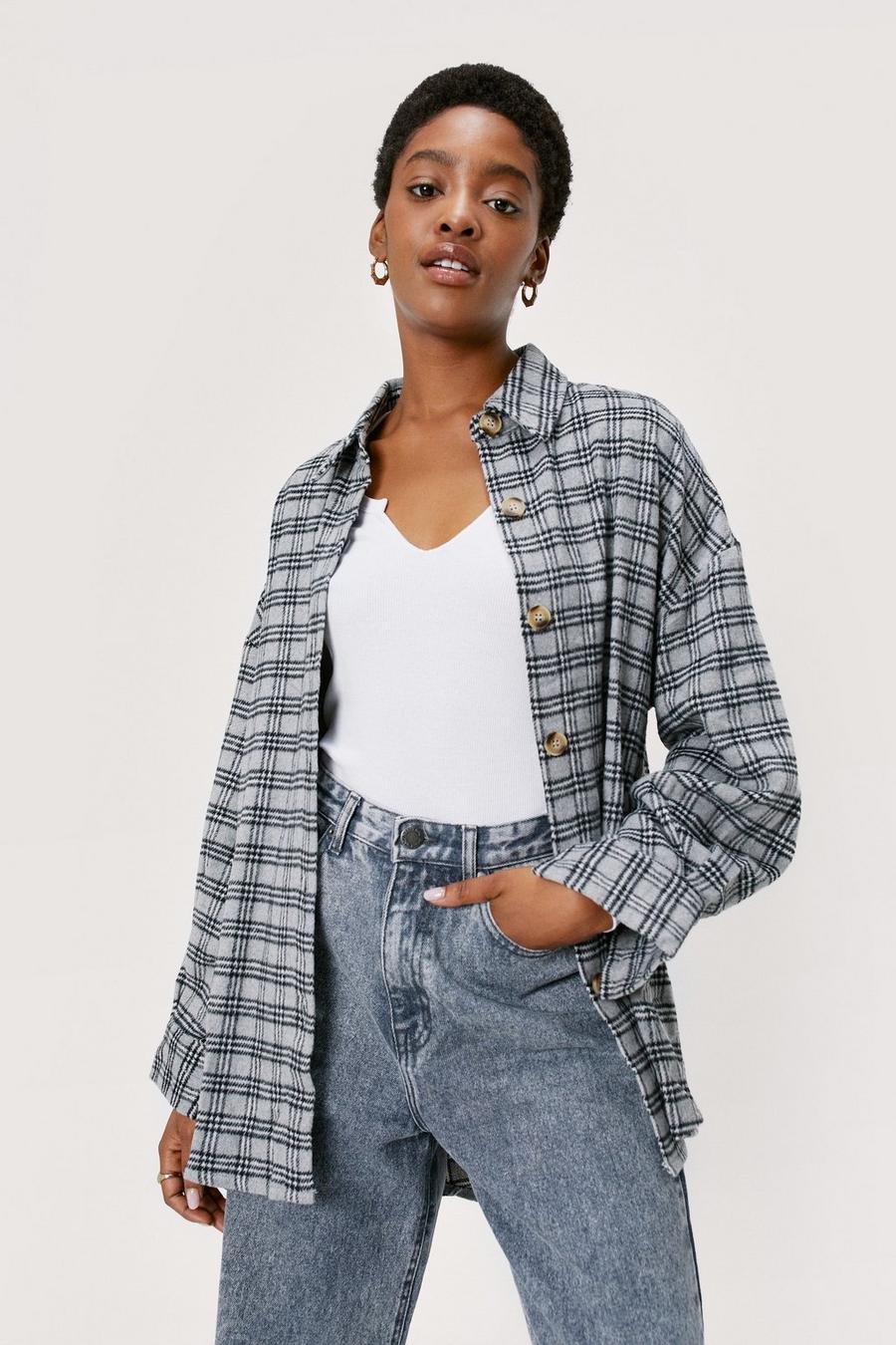 Oversized Wool Look Check Shacket