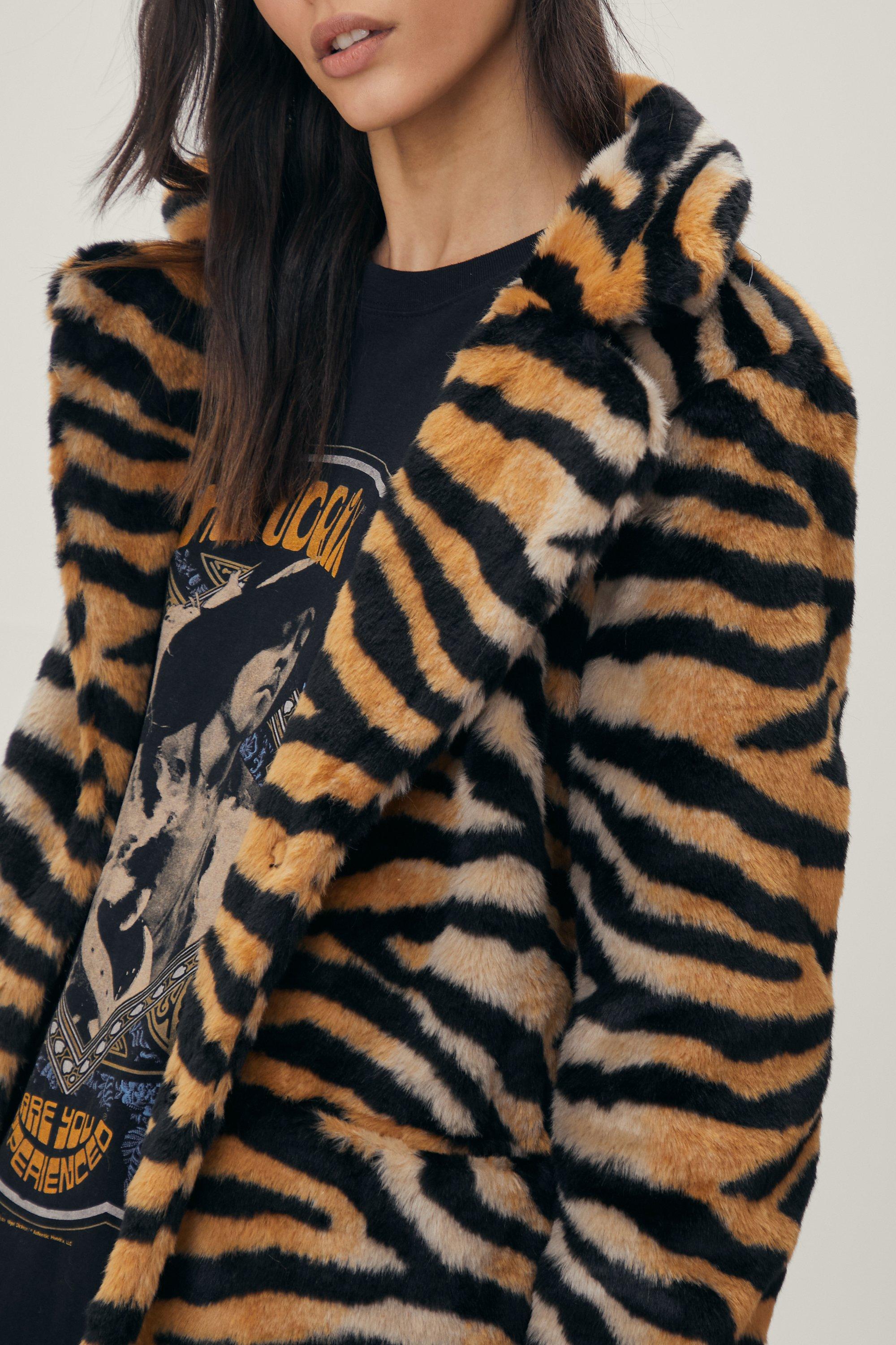 Tiger print fur jacket sale