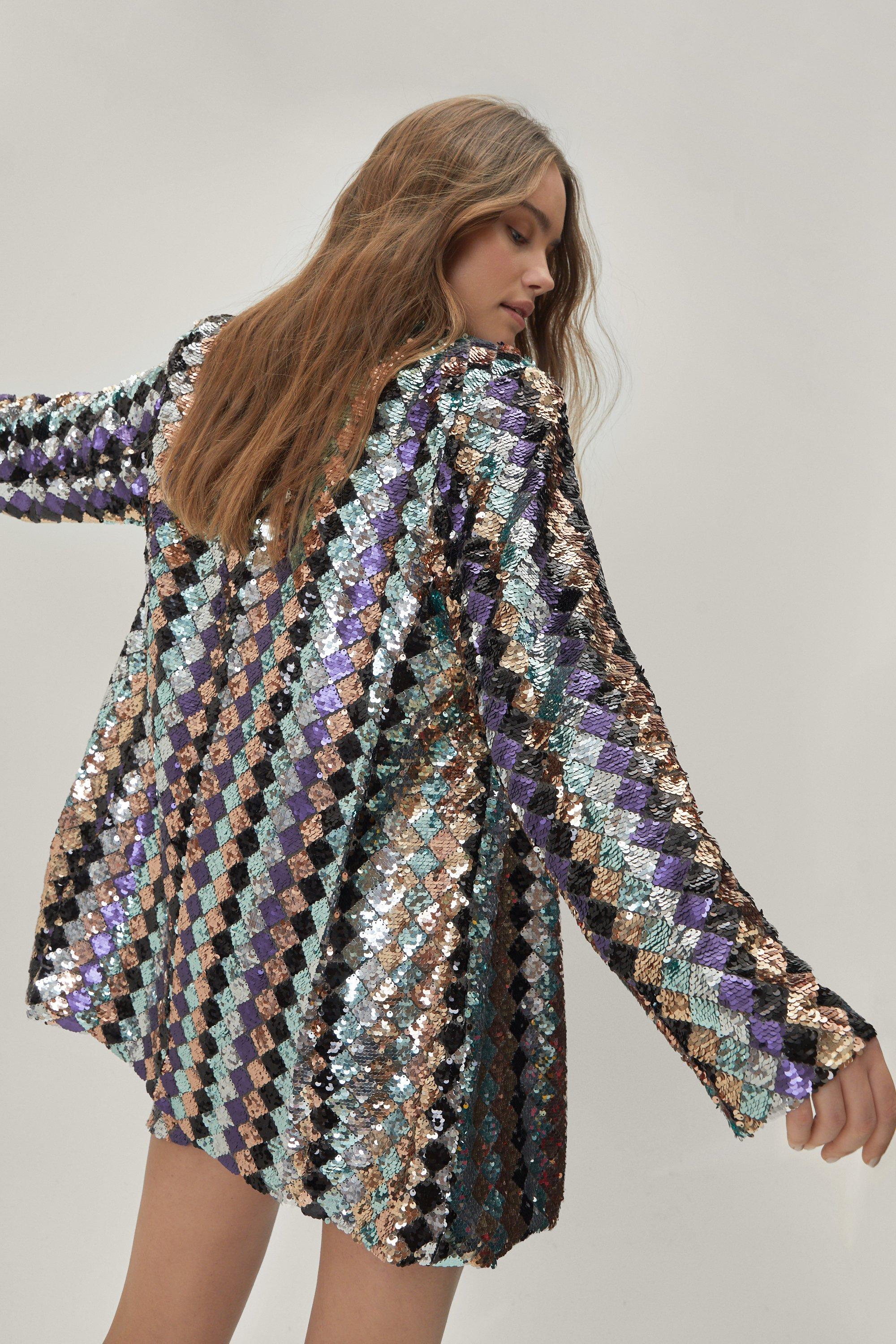 Sequin shop longline jacket