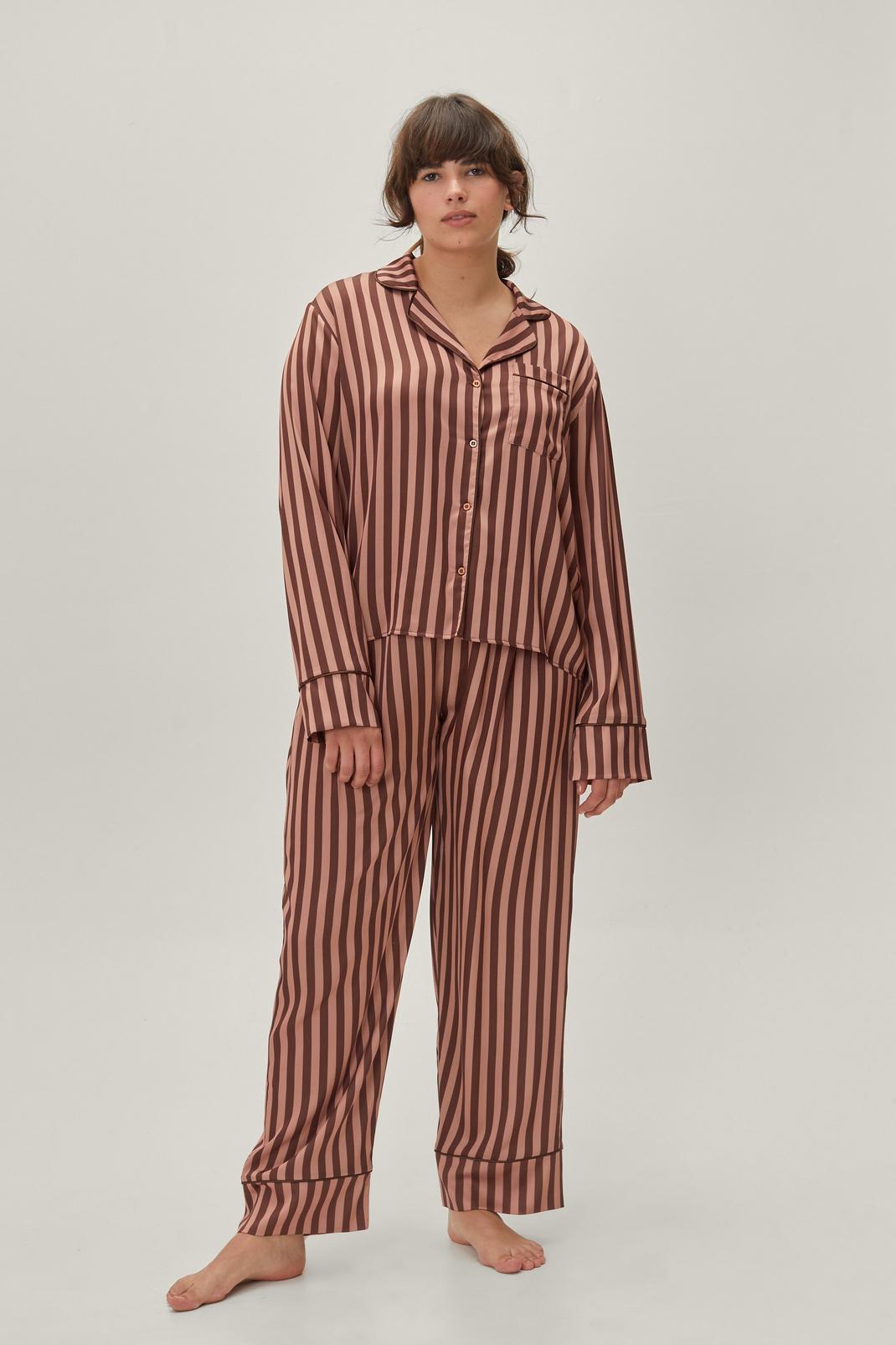 109 Plus Size 6 Pc Striped Pyjama Set image number 2