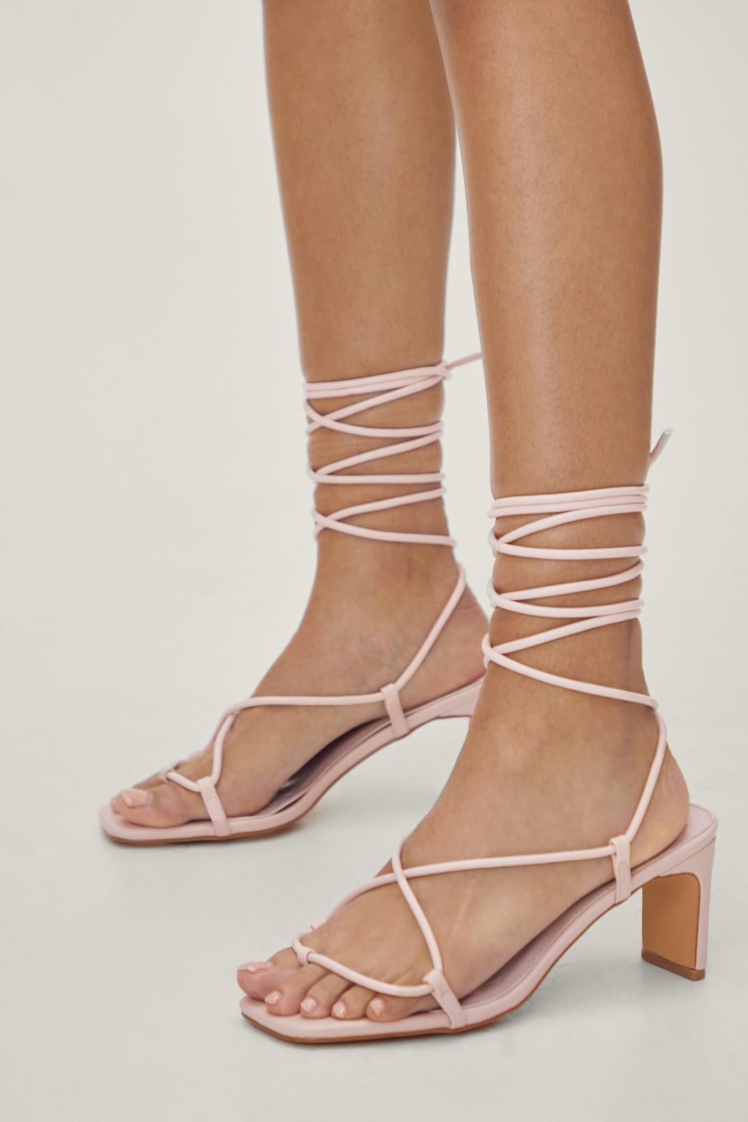 696 Faux Leather Strappy Heels image number 1