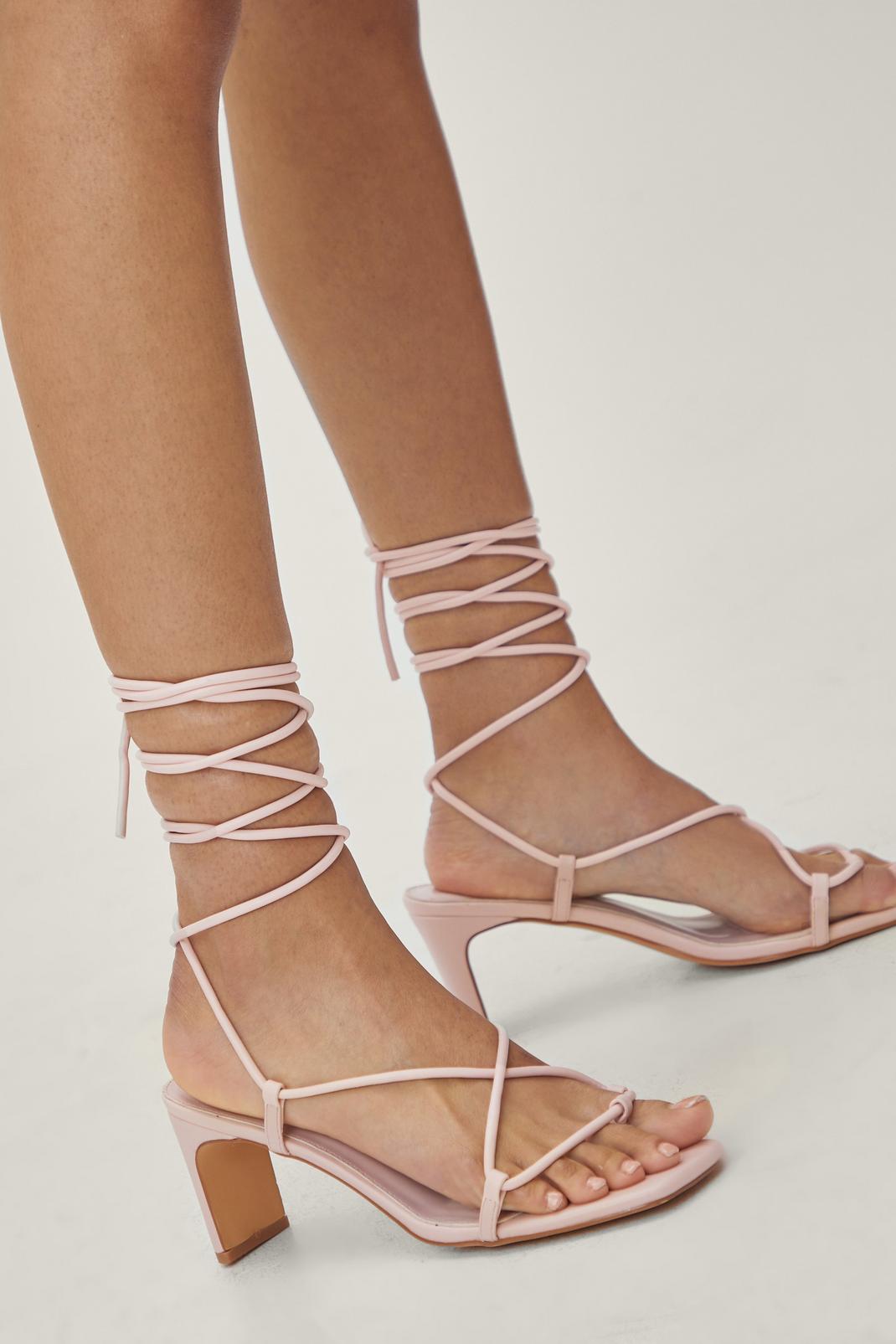 696 Faux Leather Strappy Heels image number 2