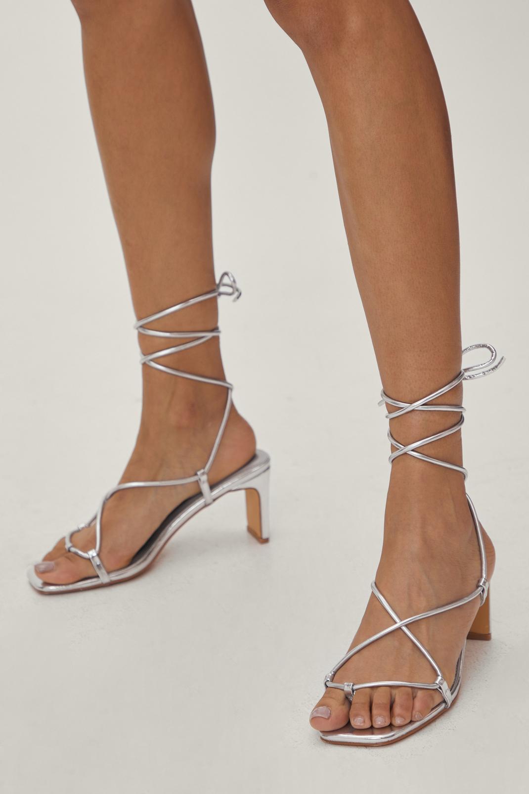 Faux Leather Strappy Heels image number 1