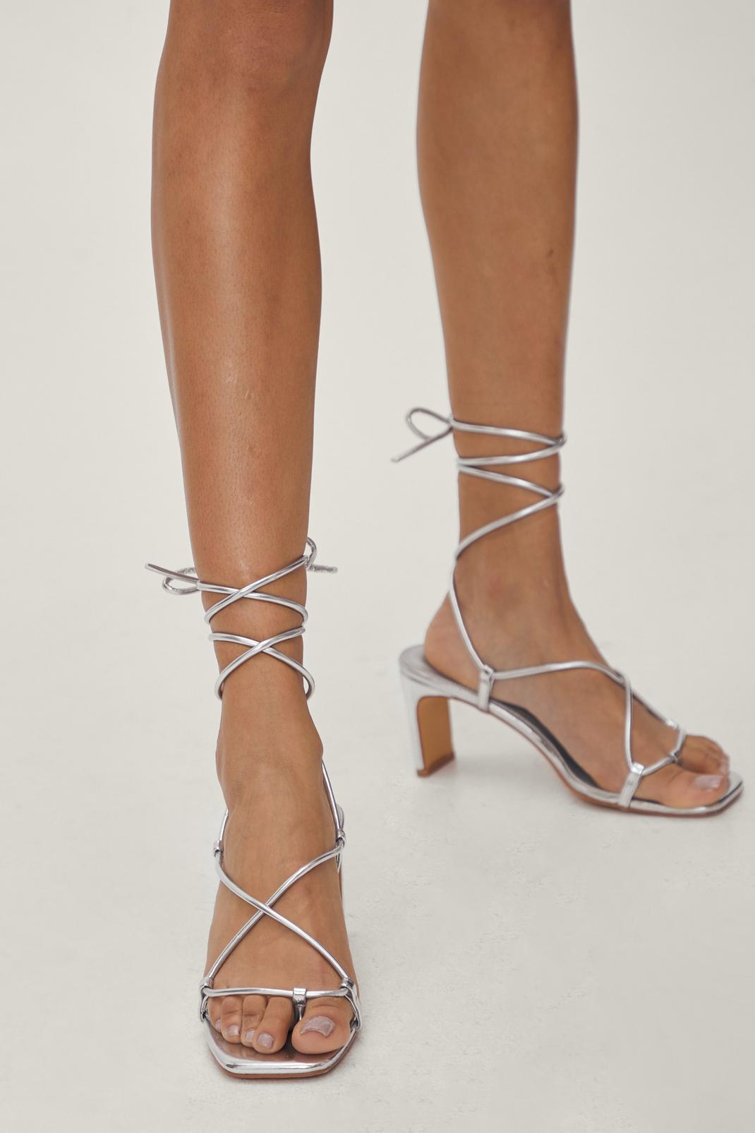 163 Faux Leather Strappy Heels image number 2