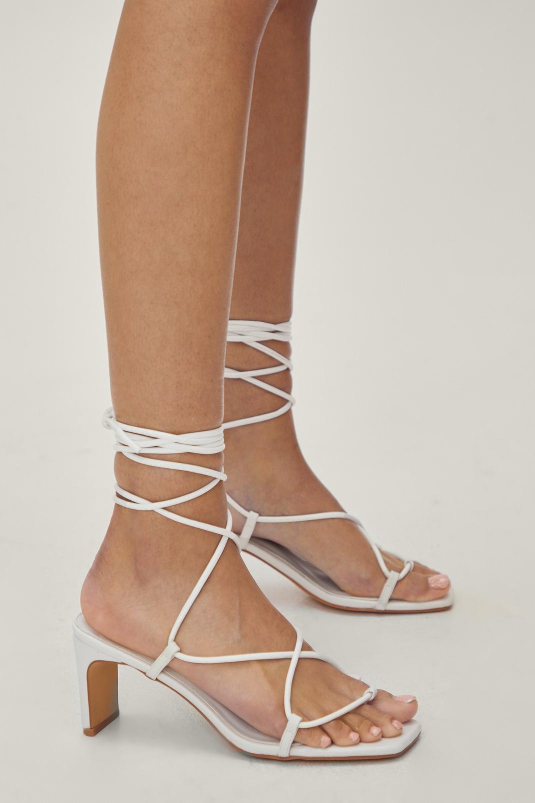 173 Faux Leather Strappy Low Heels image number 1