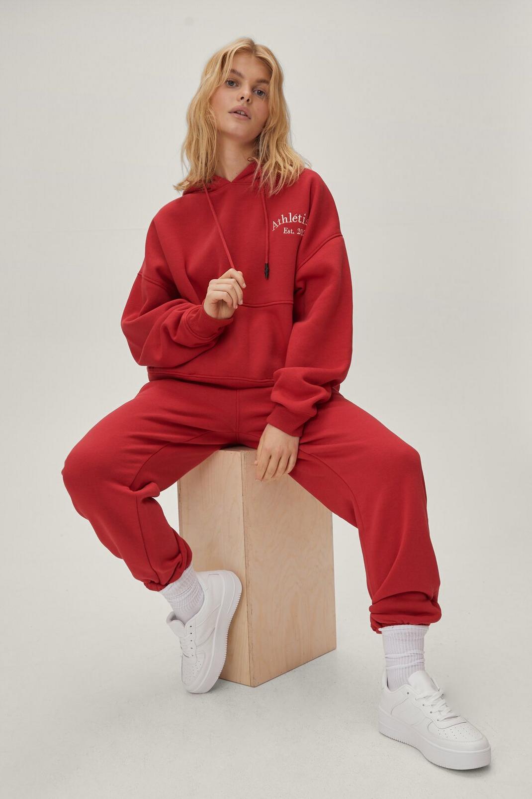 Red Petite High Waisted Cuffed Tracksuit Pants image number 1