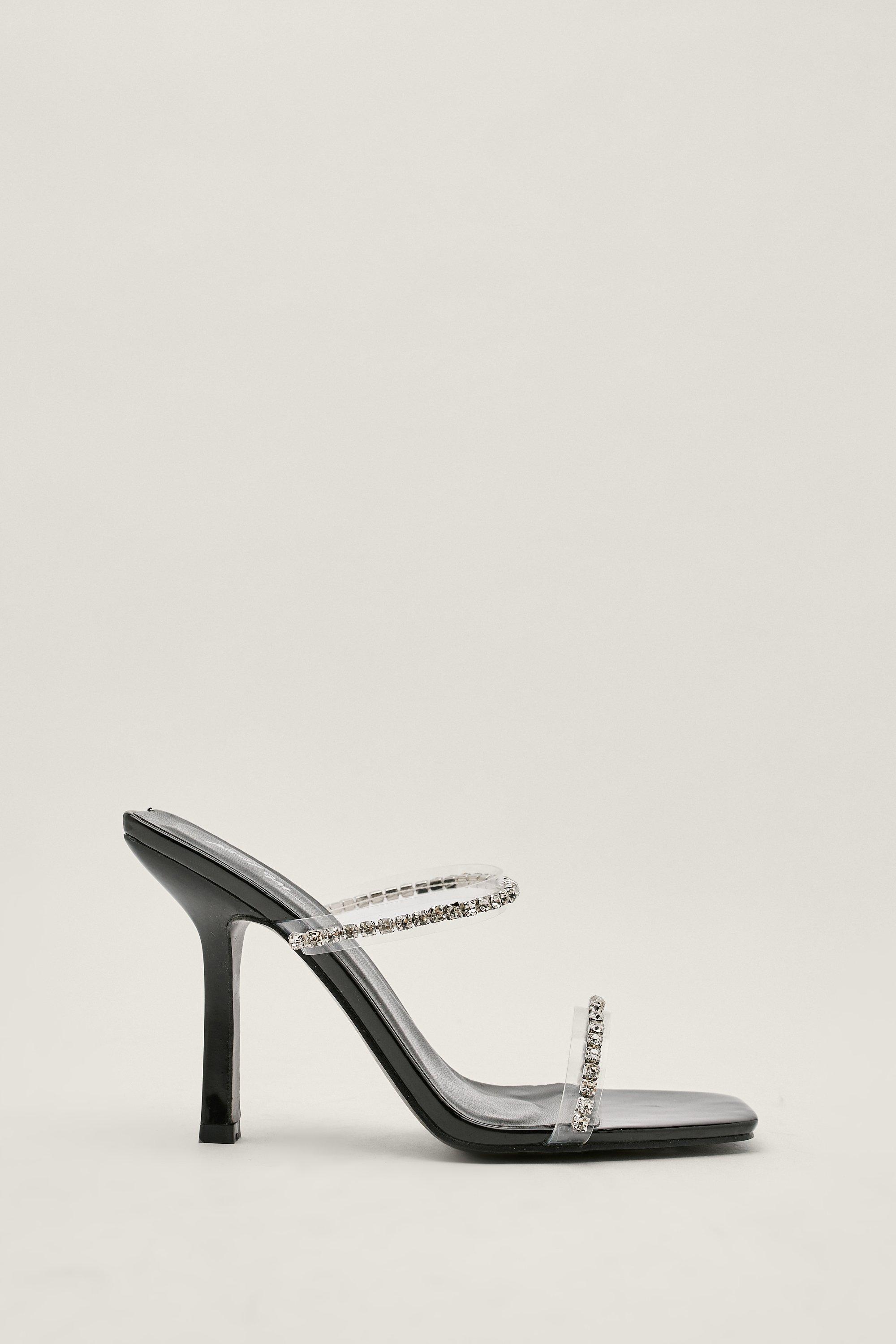 Patent Diamante Strap Strappy Heels