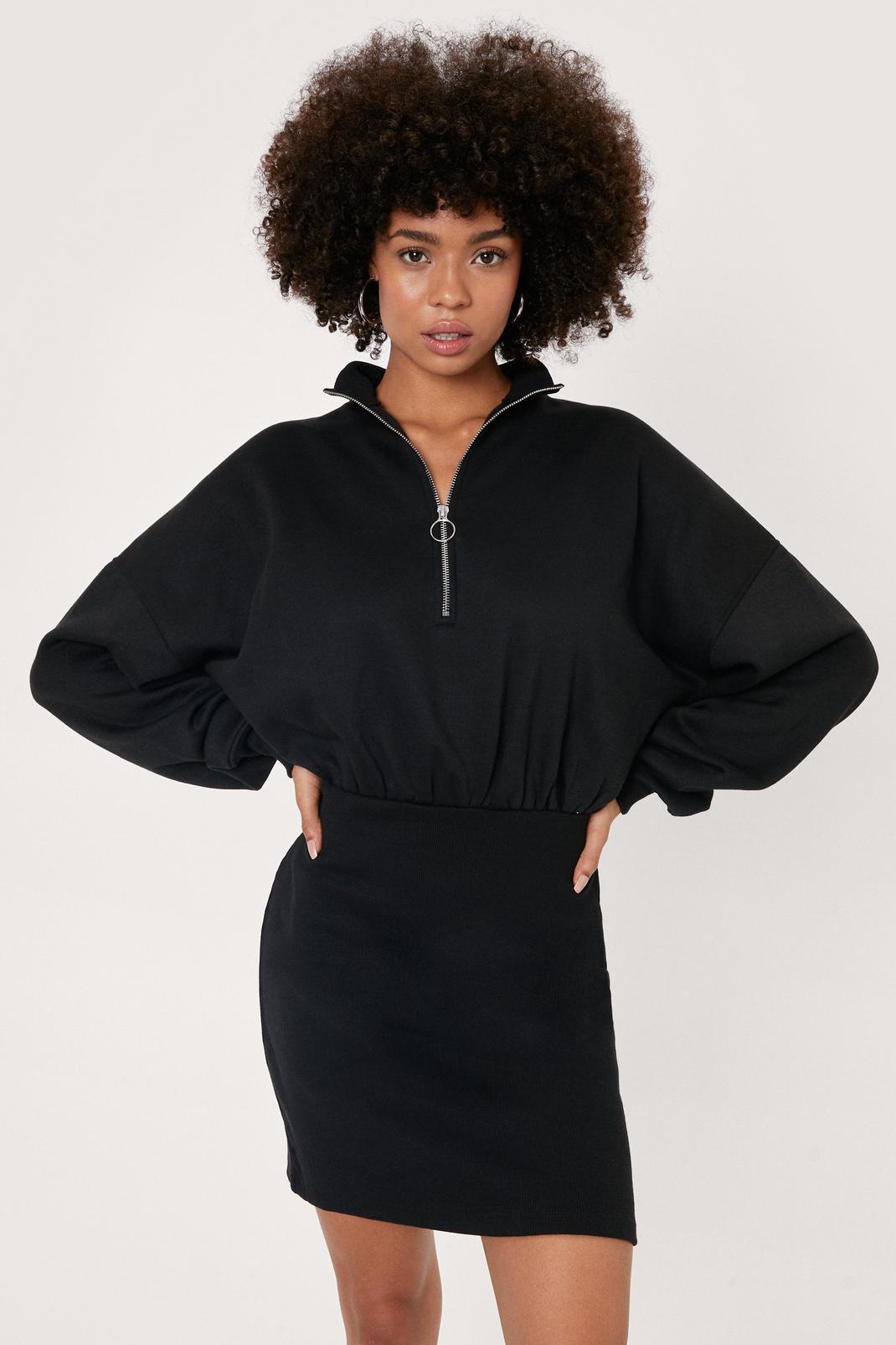 105 Zip Down Bodycon Mini Sweater Dress image number 2